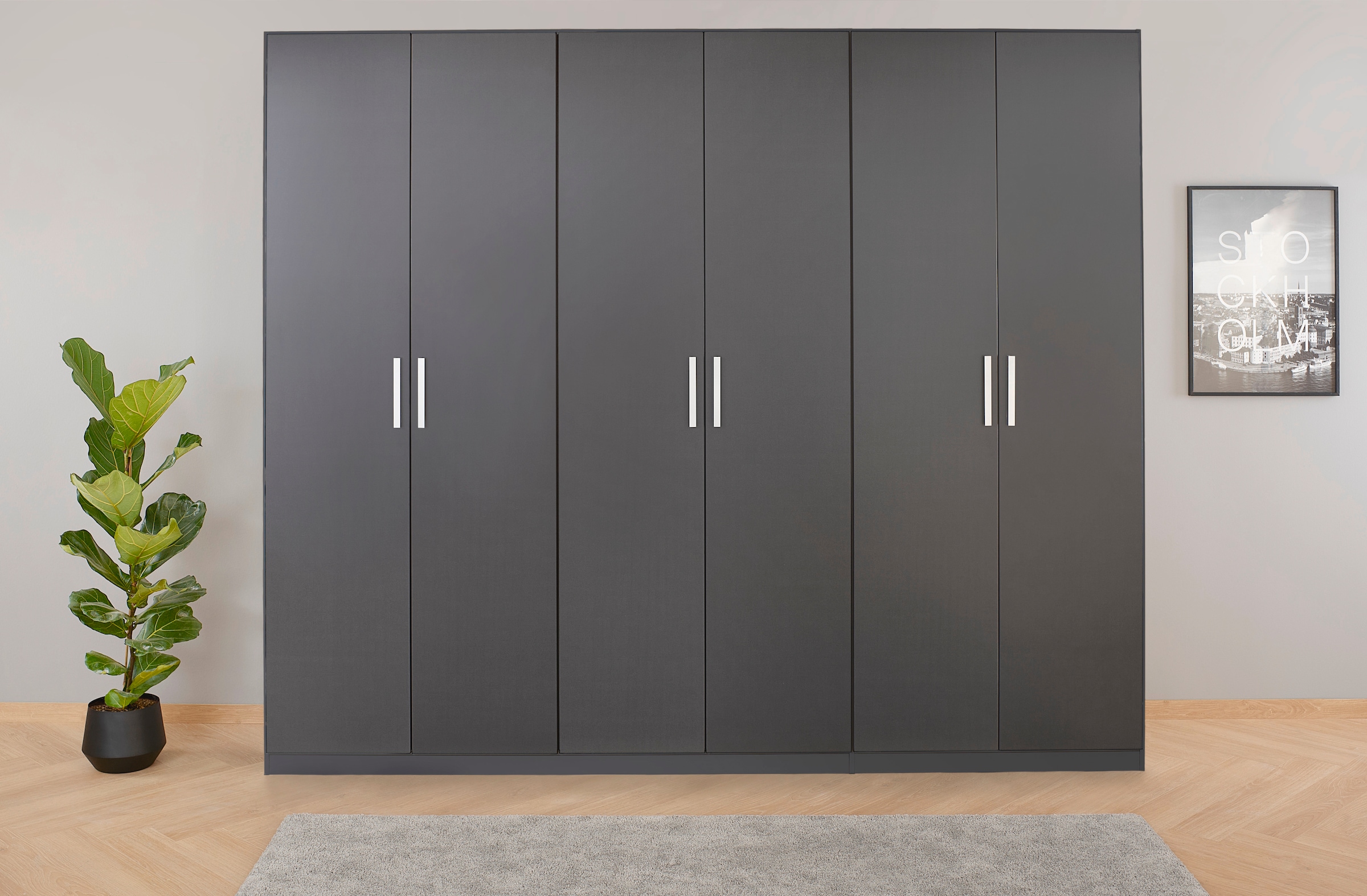 OTTO home "Mehrzweckschrank Aktenschrank Möbel Mietswohnung Schlafzimmer KOLUNA" Breiten 181/226/271/315 cm Höhen 210/229 cm, moderne Dekor-Front, inkl. 2 Innenschubladen sowie extra Einlegeböden MADE IN GERMANY