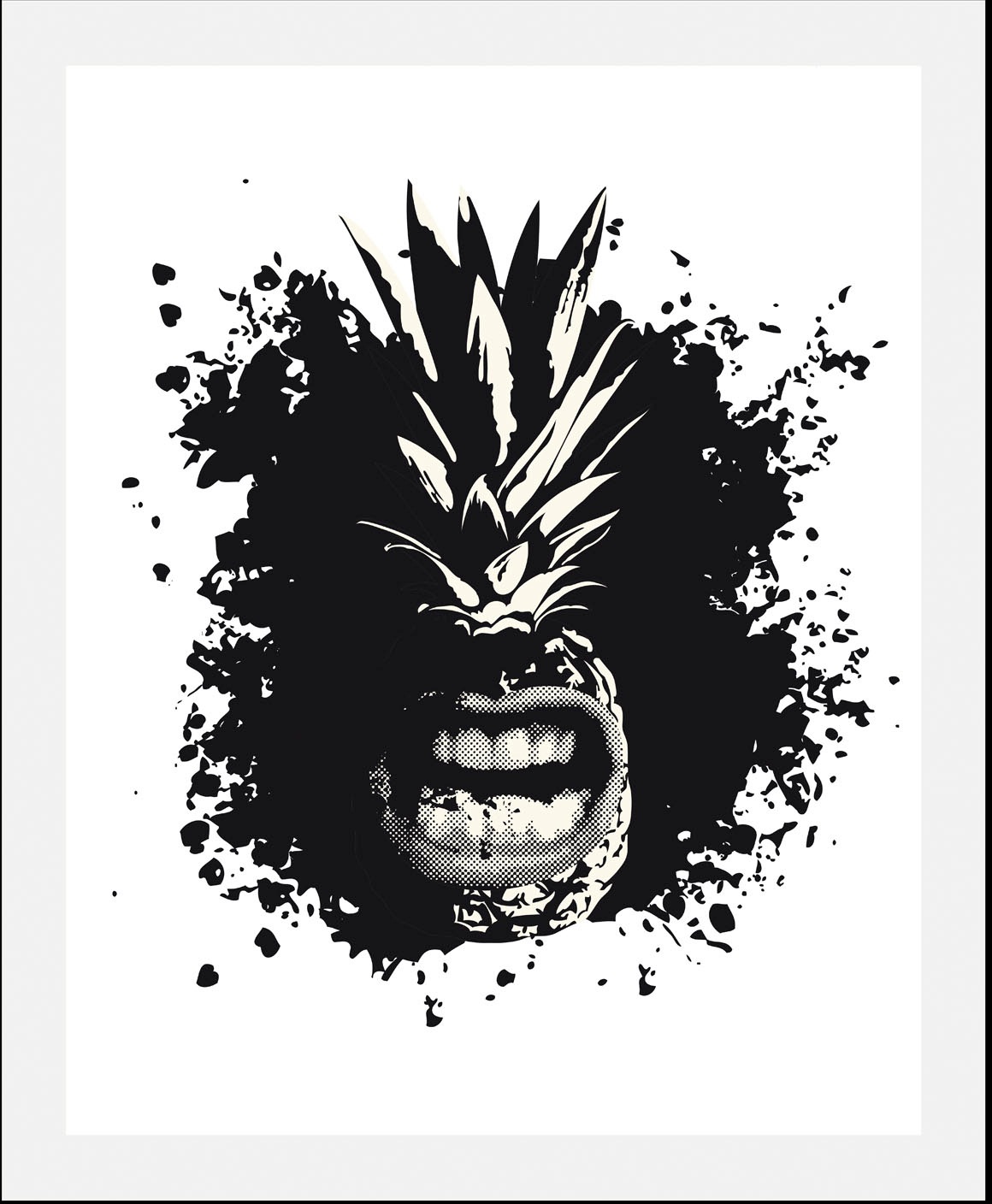 queence Bild "Angry Pineapple", (1 St.), HD Premium Poster-Druck inkl. Holz günstig online kaufen