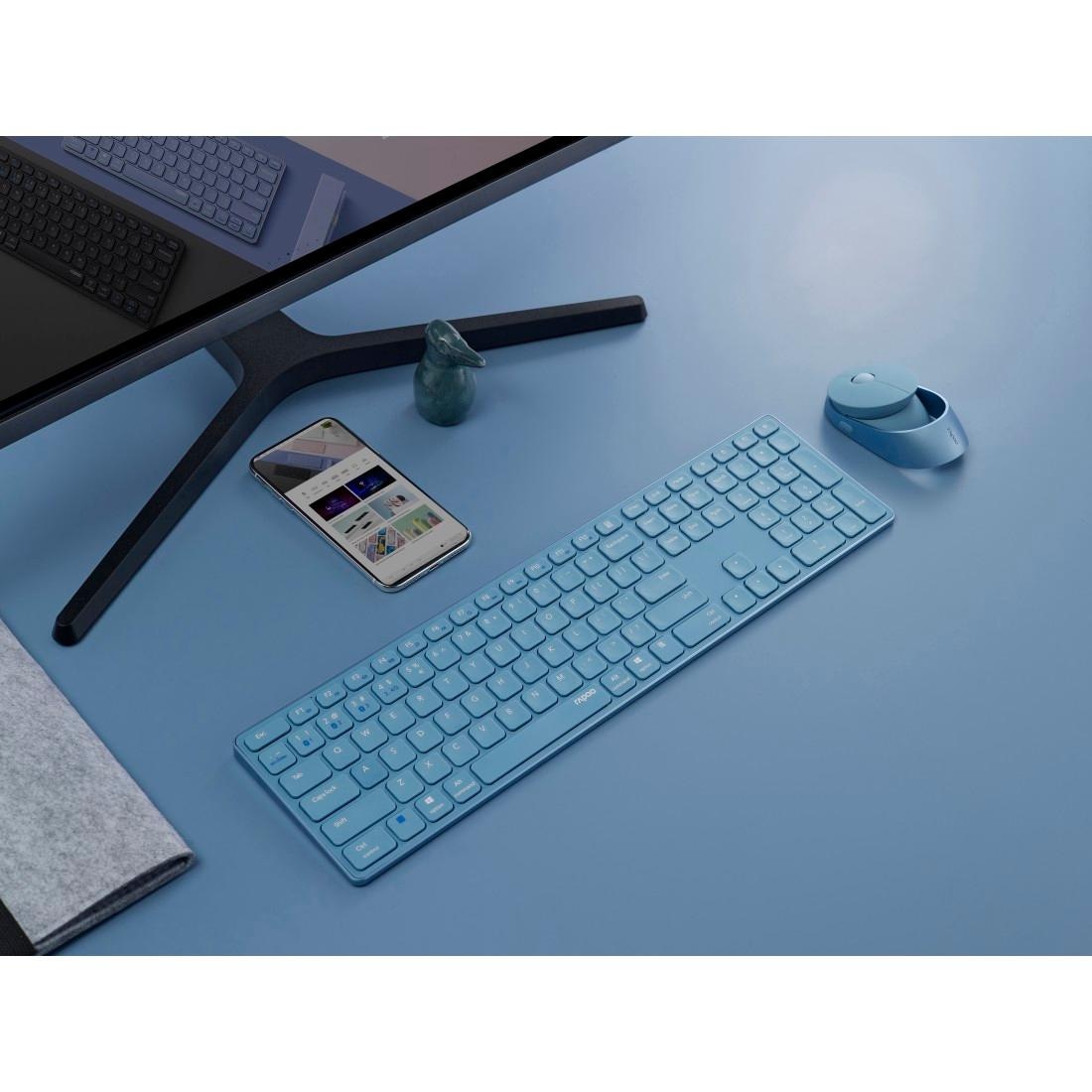 Rapoo Tastatur- und Maus-Set »9850M Kabelloses Multi-Mode-Deskset, DE-Layout, 2.4 GHz, 1600 DPI«