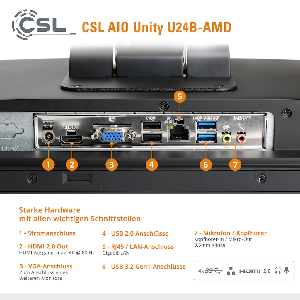 CSL All-in-One PC »Unity U24B-AMD / 3200G / 500 GB / 8 GB RAM / Win 11«