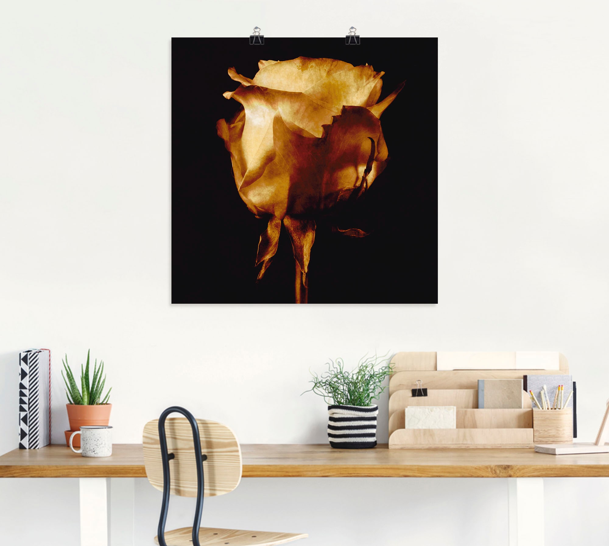 Artland Wandbild »Vergoldete Rose«, Blumen, (1 St.), als Leinwandbild, Poster in verschied. Größen