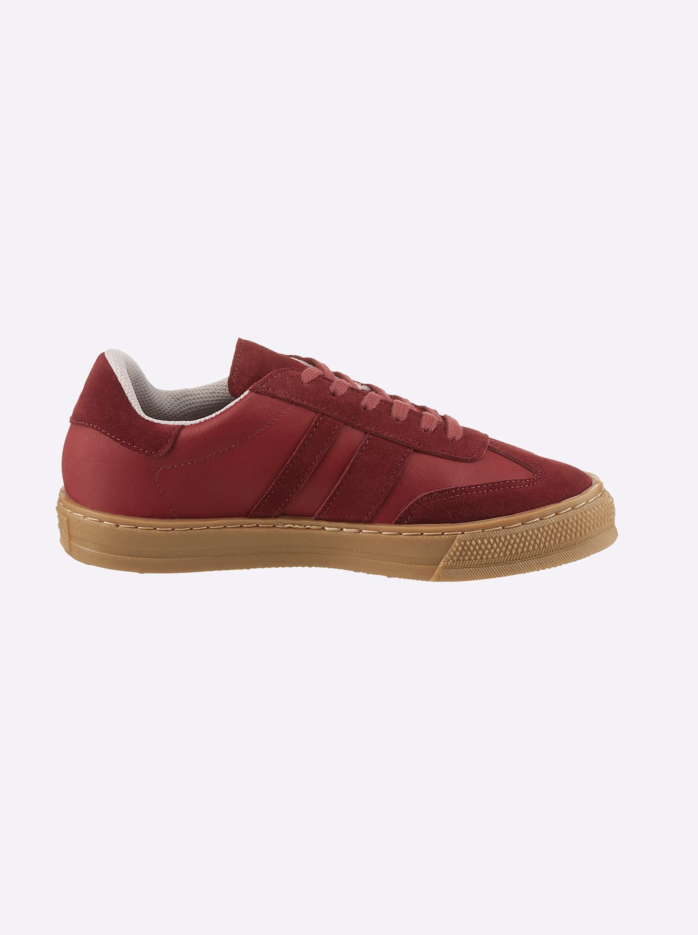 Sneaker HEINE, Damen, Gr. 41, rot (bordeaux), Glattleder, Leder, Veloursleder, Schuhe Sneaker 2