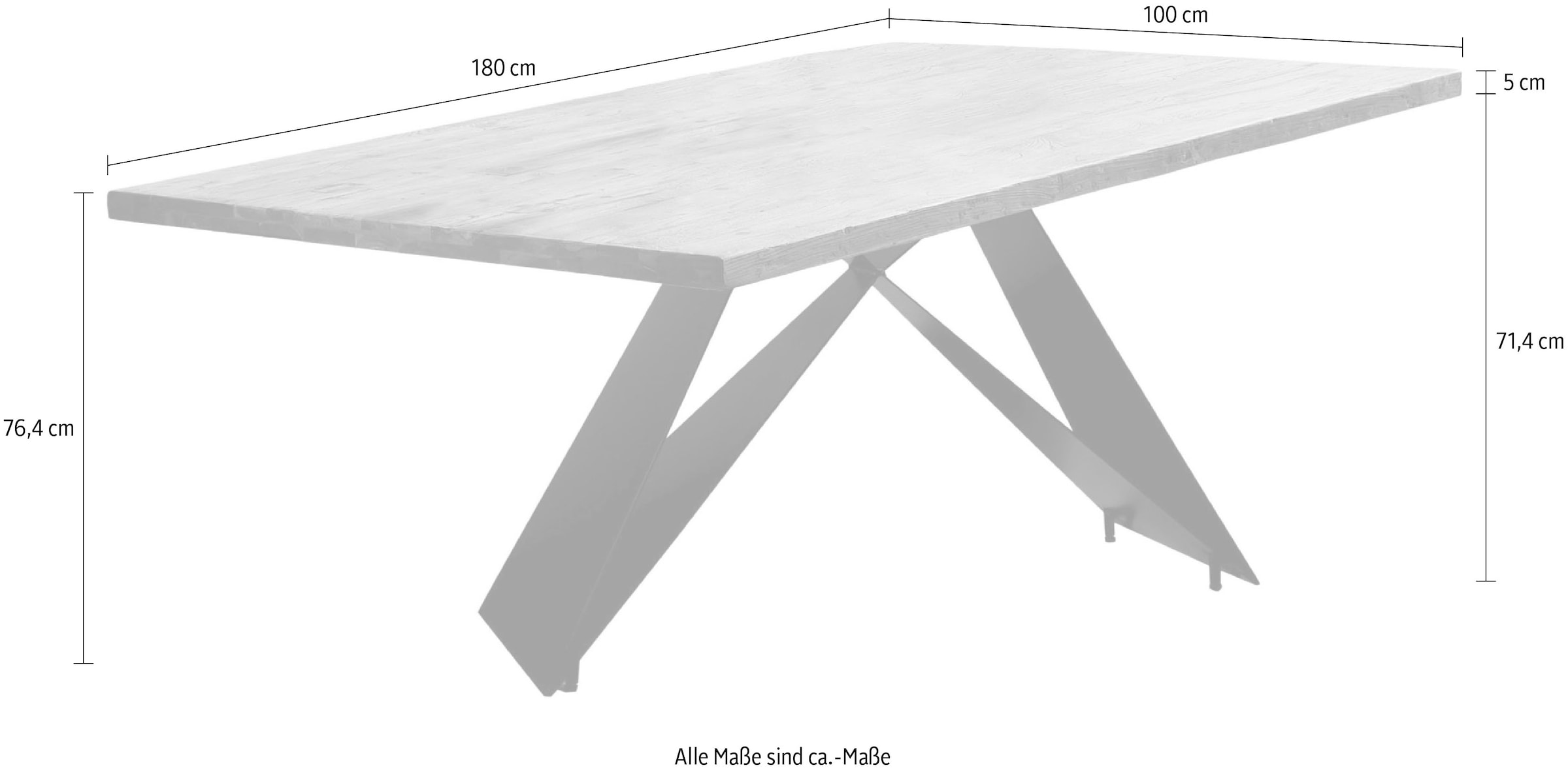 SIT Esstisch »Dinan aus Teak mit 50-mm-Platte & Cross-Base-Gestell« 1 Stk. tlg. Recyceltes Teak mit einzigartiger Maserung & gewollten Gebrauchsspuren