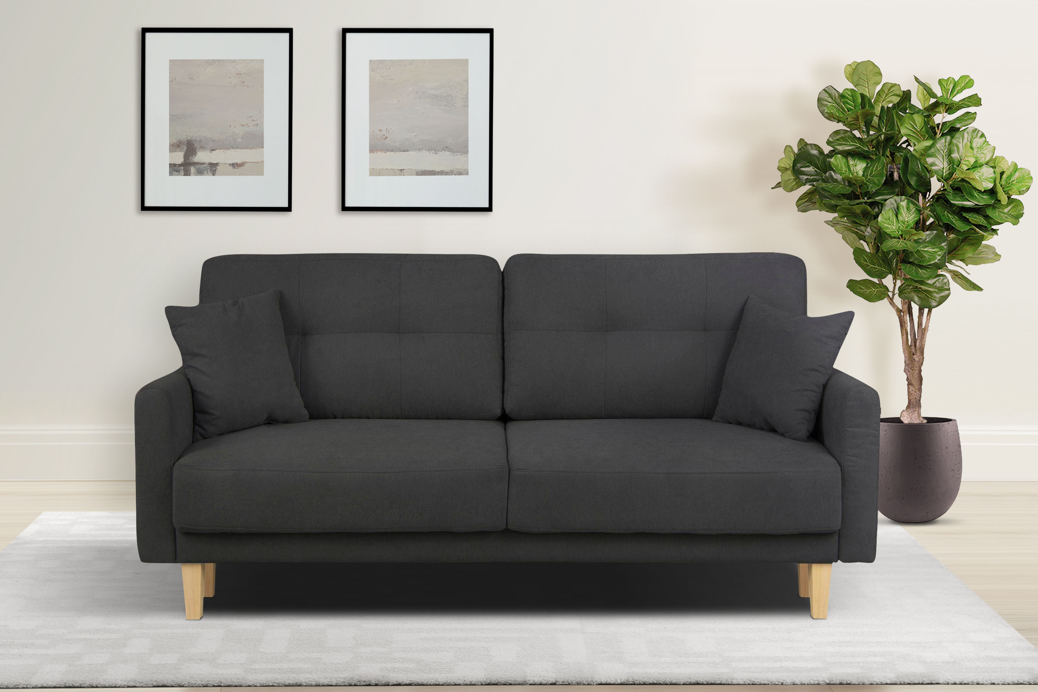 OTTO home 2-Sitzer "TRIPLO mit Wellenunterfederung, Maße B/T/H: 165/100/89 cm" Sofa mit Steppung im Rückenbereich, incl. Rückenkissen und Zierkissen