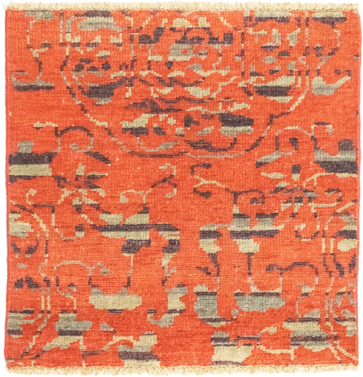 morgenland Wollteppich »Designer Teppich handgeknüpft orange«, quadratisch,  handgeknüpft | BAUR