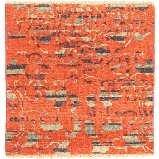 morgenland Wollteppich »Designer Teppich handgeknüpft orange«, quadratisch,  handgeknüpft | BAUR