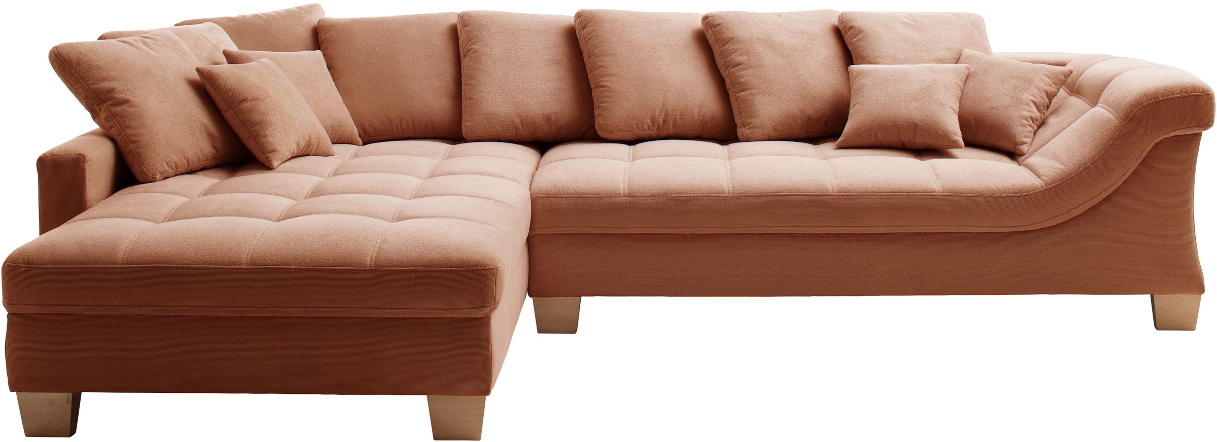 Mr. Couch Ecksofa »Bologna, L-Form, mit Holzfüßen«, wahlweise mit Kaltschaum