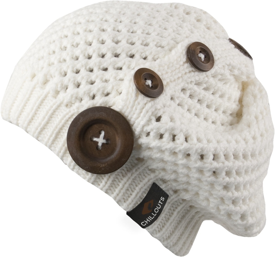 chillouts Beanie "Nelly Hat" mit modernem Strickmuster und Zierknöpfen