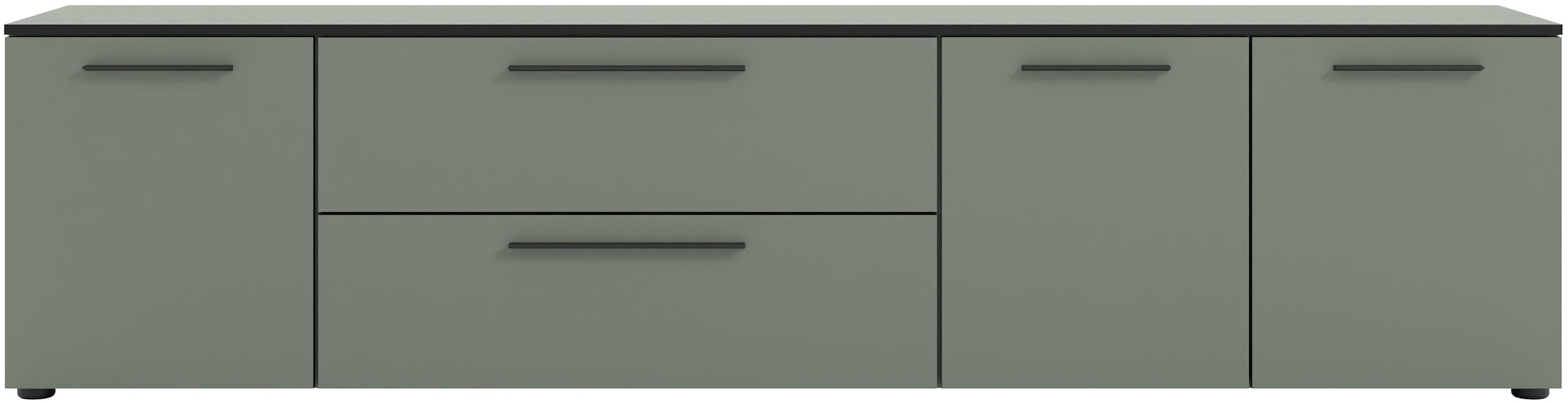 Manjana Möbel Lowboard "Lowboard mit Schwarz matten Metallgriffen" günstig online kaufen