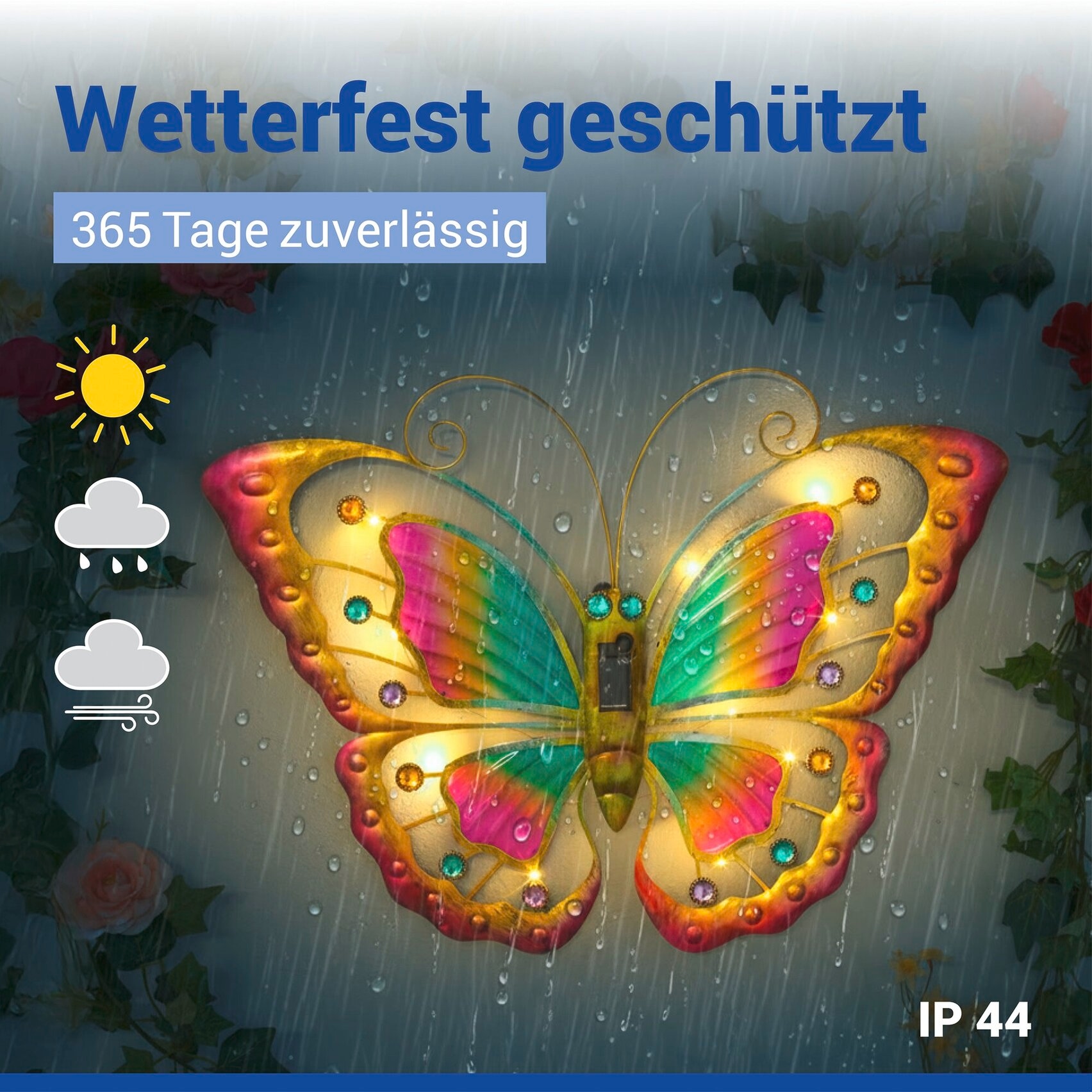 Maximex LED Gartenleuchte »Modell Schmetterling« Warmweiß solarbetriebene Gartendekoration, leuchtet bis zu 10 Stunden