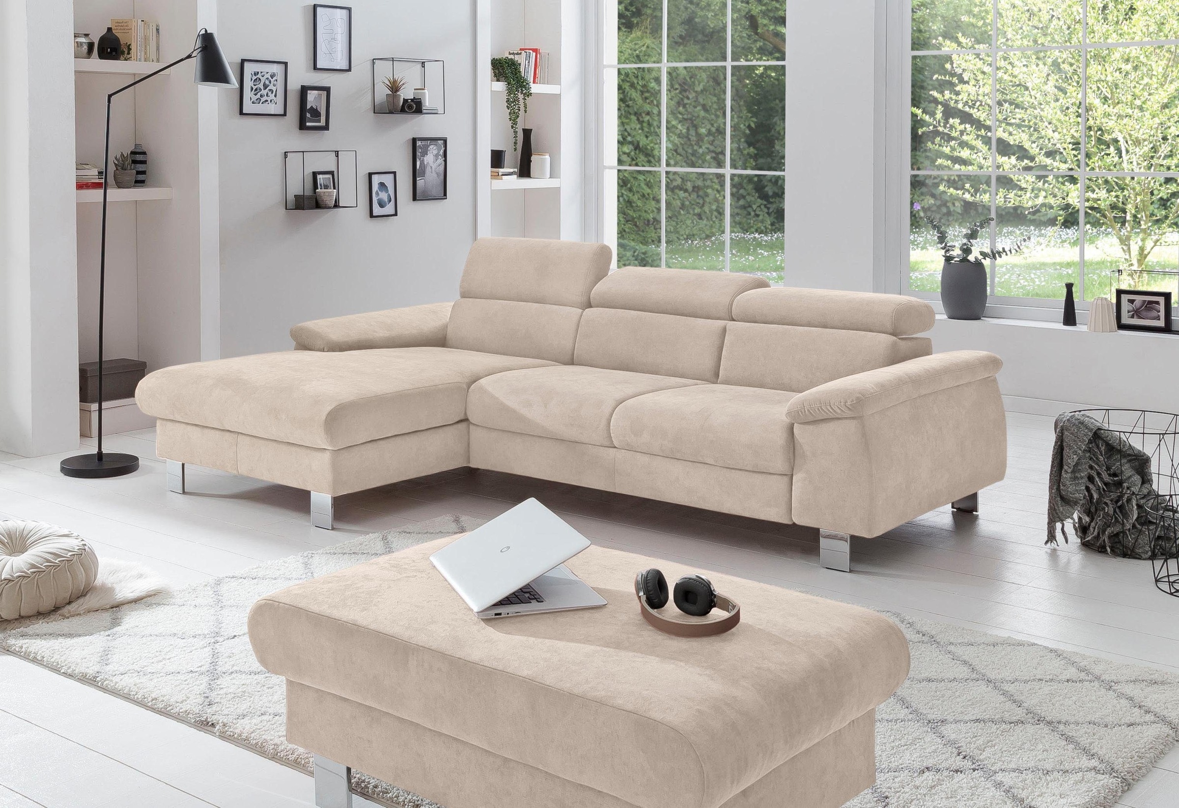 COTTA Ecksofa "Komaris L-Form, B: 244 cm" mit Kopfteilverstellung, optional günstig online kaufen