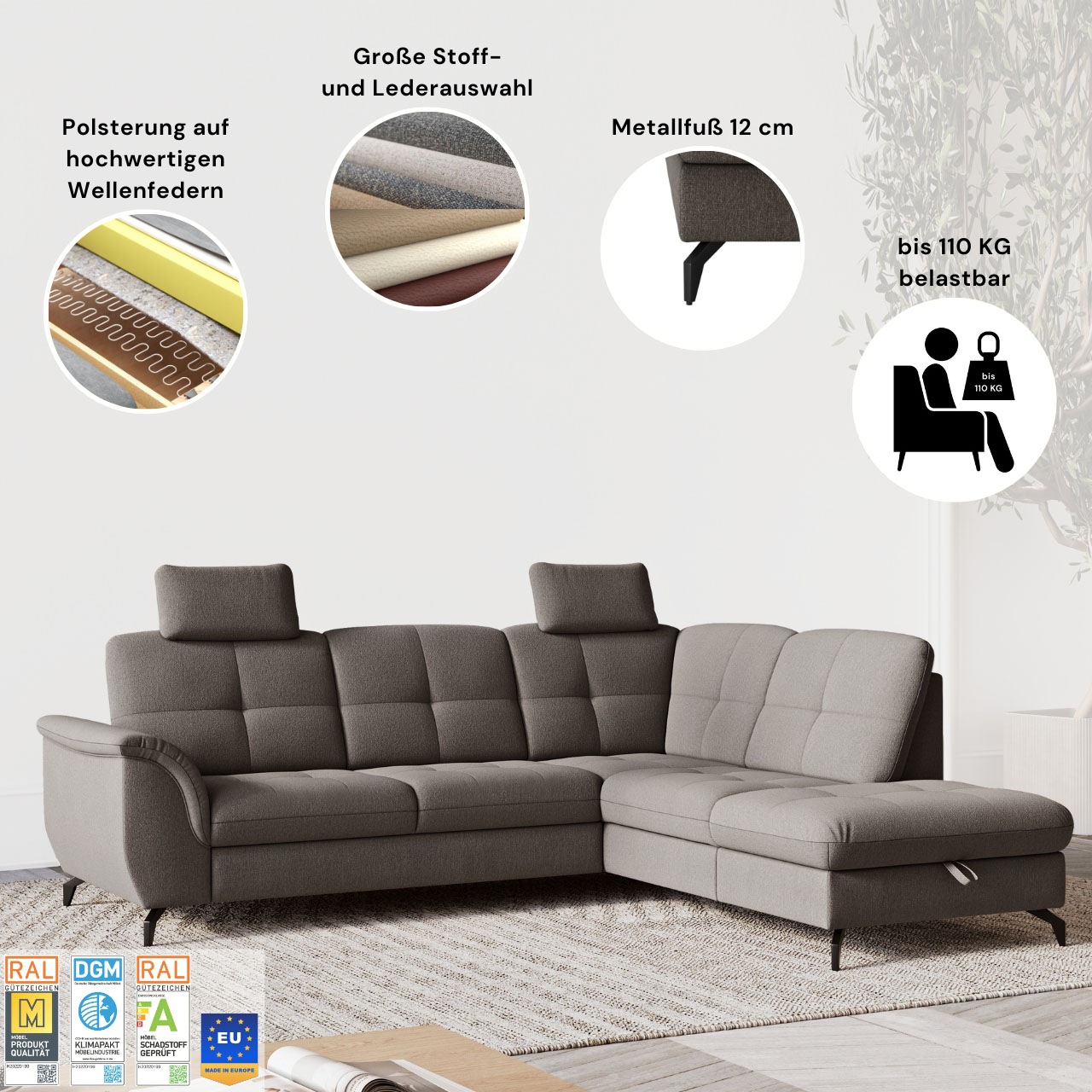 Sit & More Zora Sectional Sofa Taupe 3
