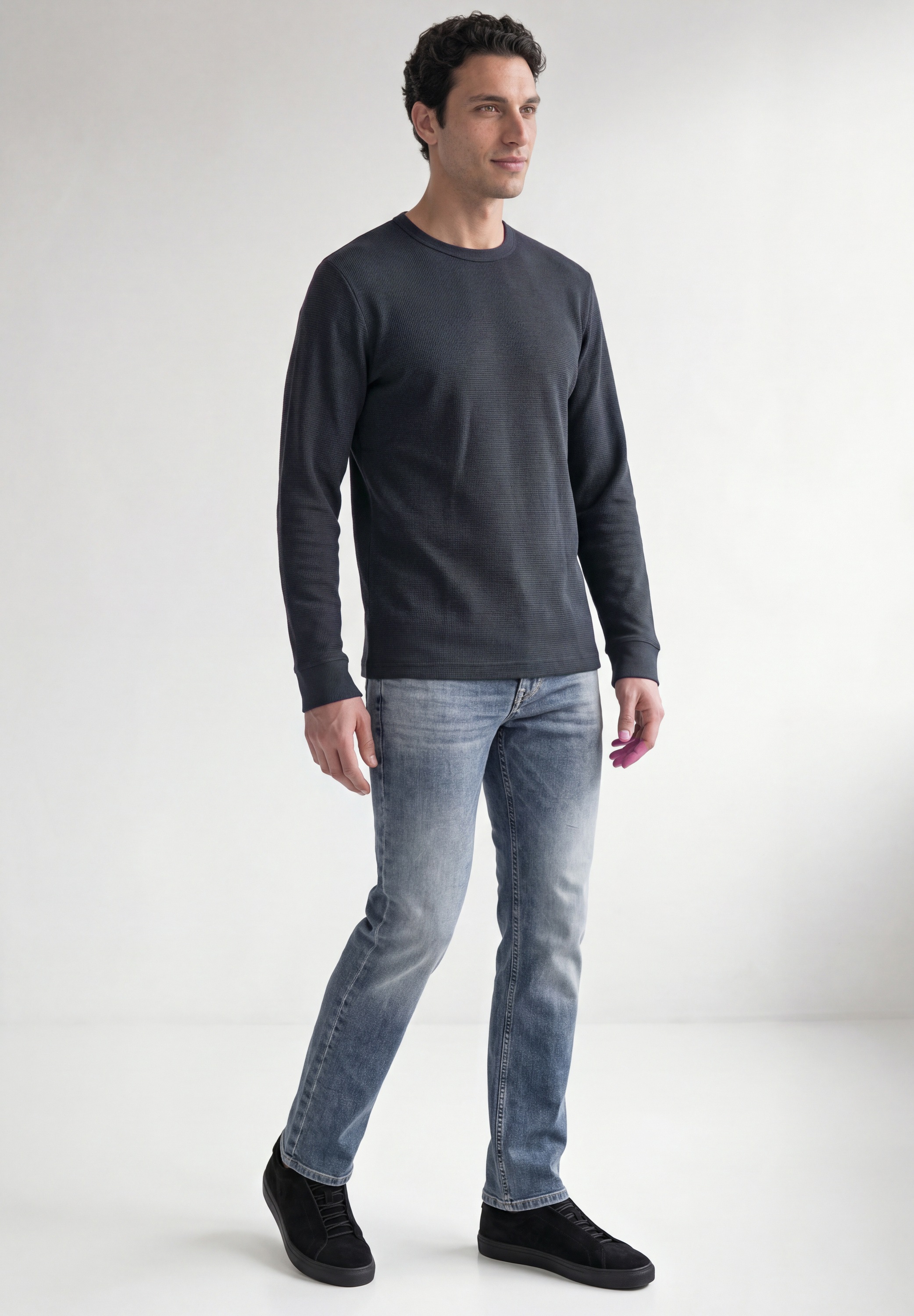 STREET ONE MEN Langarmshirt mit Rundhalsausschnitt