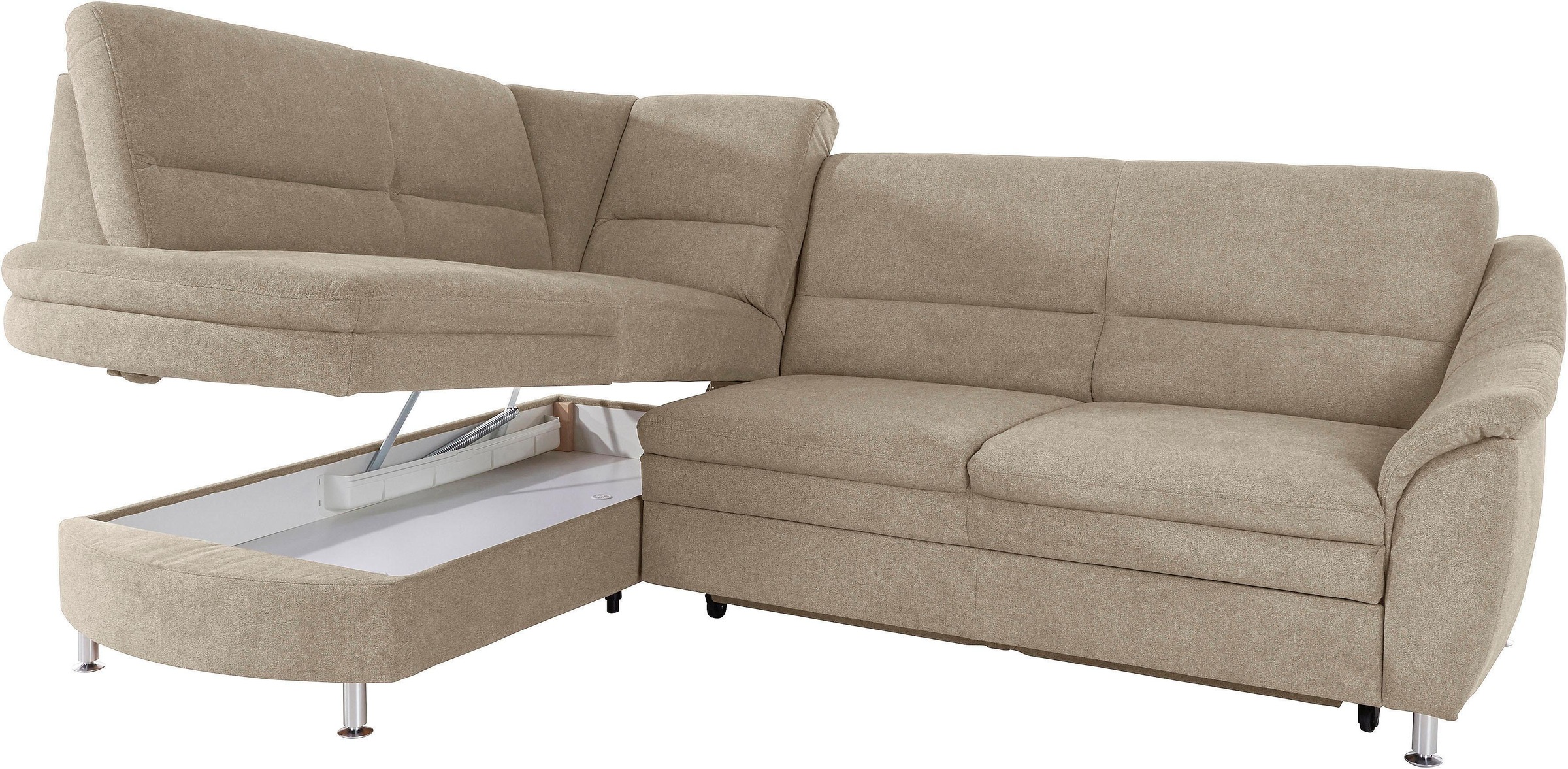 Ecksofa HOME AFFAIRE "Cardoso L-Form", beige, B:250cm H:90cm T:175cm, Struktur imprägniert (100% Polyester);Luxus-Microfaser ALTARA NUBUCK (100% Polyester);Struktur (52% Polyester, 35% Polyacryl, 13% Baumwolle);Luxus-Microfaser weich (90% Polyester, 10% P 9