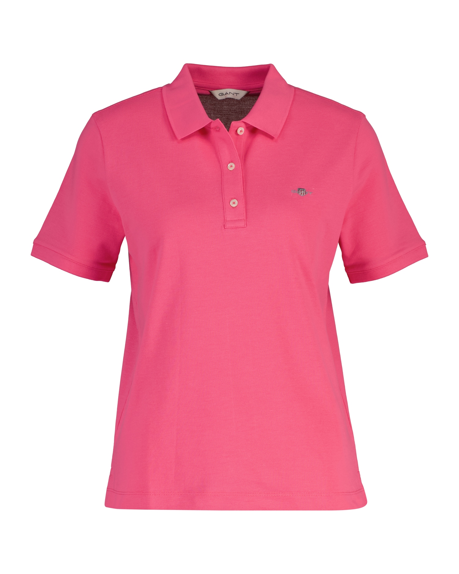 Poloshirt GANT "REGULAR SHIELD", Damen, Gr. XXL, bright fuschia, Single Jersey, Obermaterial: 100% Baumwolle, regular fit normal, Rundhals, eingesetzt gerader Abschluss, Shirts, Regular fit mit Polokragen