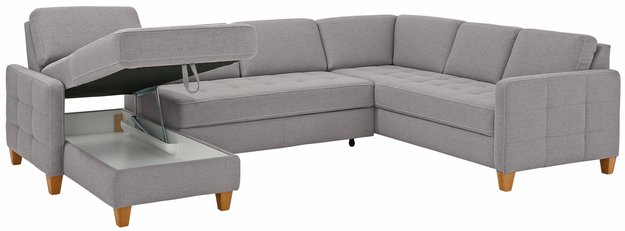 Home affaire Wohnlandschaft »Earl U-Form«, wahlweise auch mit Bettfunktion oder Bettfunktion mit Bettkasten