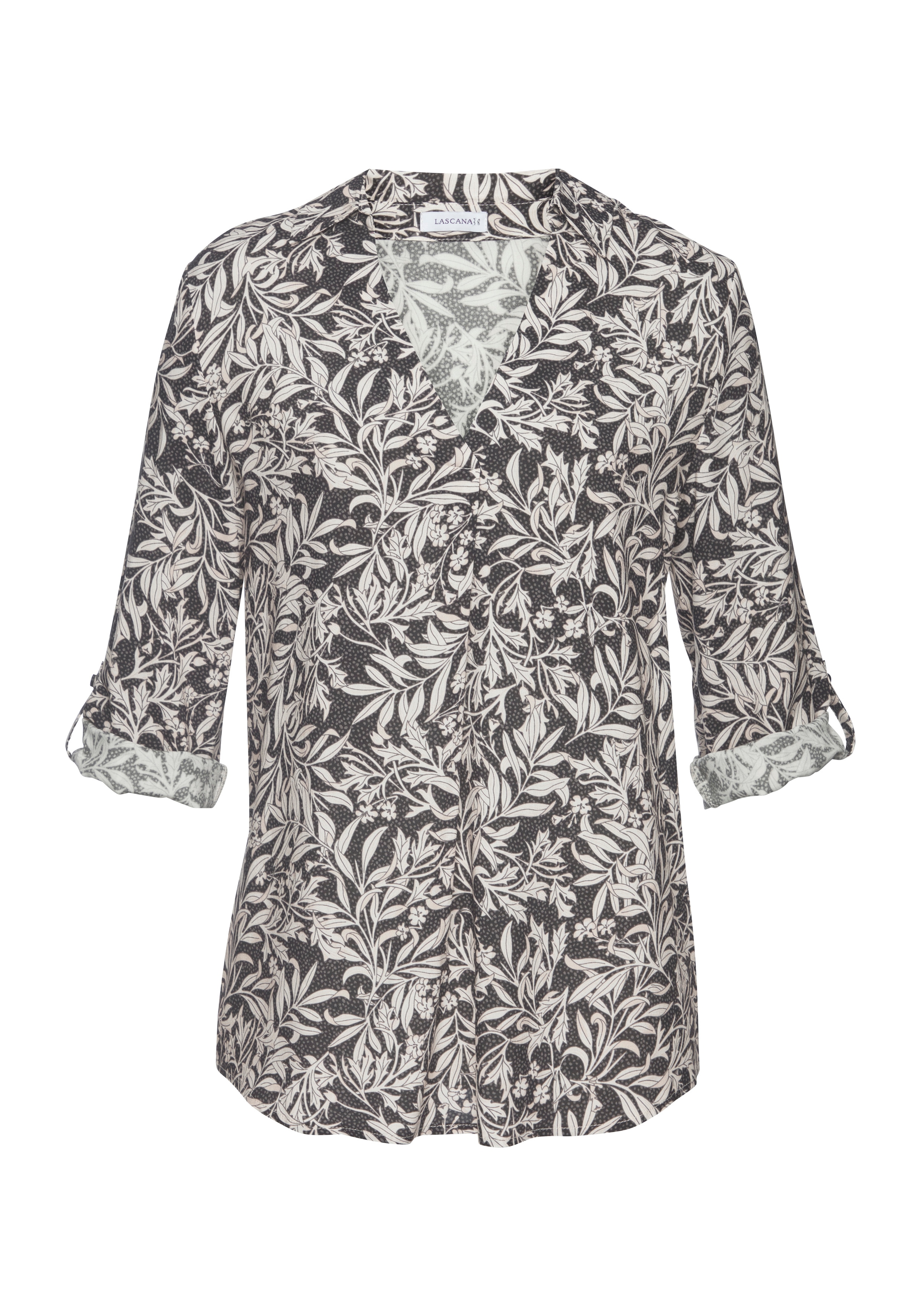 LASCANA Schlupfbluse mit Alloverdruck und 3/4-Ärmeln, elegante Damenbluse