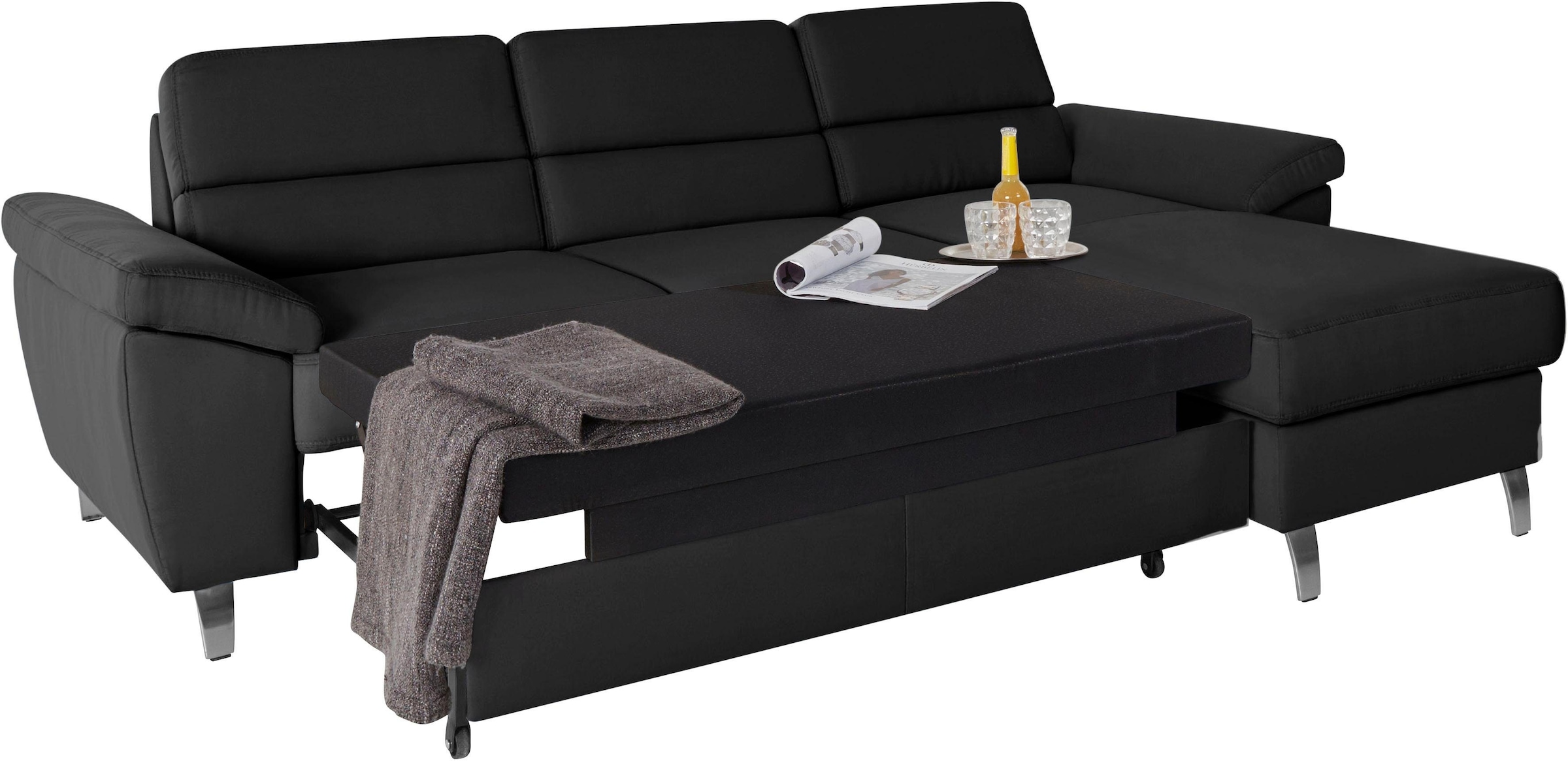 sit&more Ecksofa »Sorano L-Form«, wahlweise mit Bettfunktion und Bettkasten