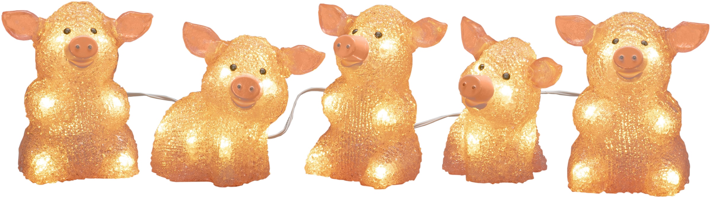 KONSTSMIDE LED-Lichterkette »Weihnachtsdeko aussen«, 40 St.-flammig, LED  Acryl Schweine 5-er Set, pink, 40 warm weiße Dioden kaufen | BAUR