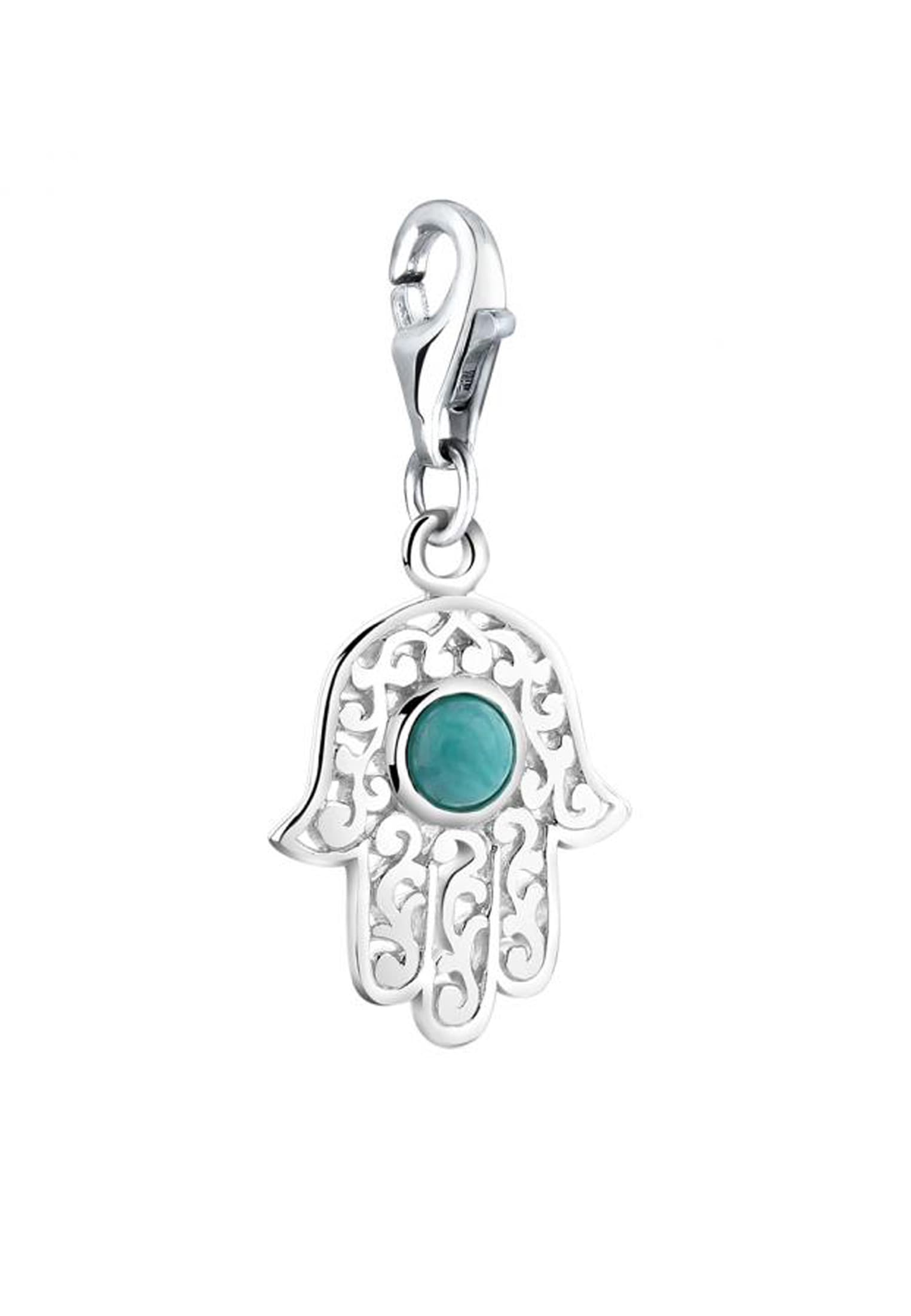 Nenalina Charm-Einhänger »Hamsa Hand Fatima Türkis Edelstein 925 Silber«