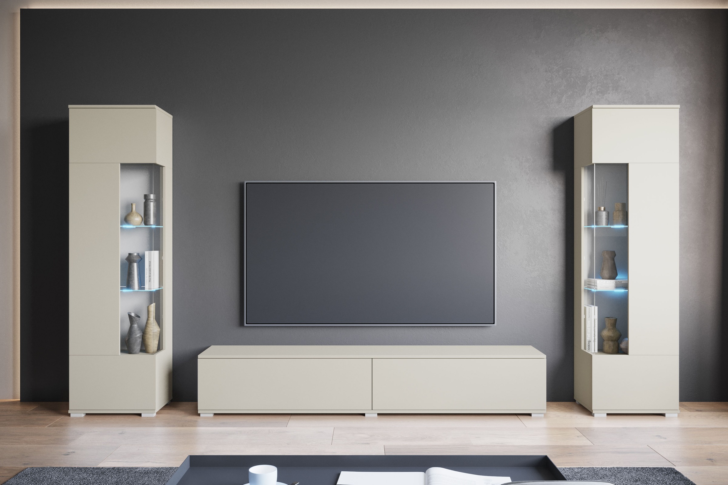 INOSIGN Wohnwand "Kenia, Vitrine Türanschlag links/rechts wechselbar" 3 Stk günstig online kaufen