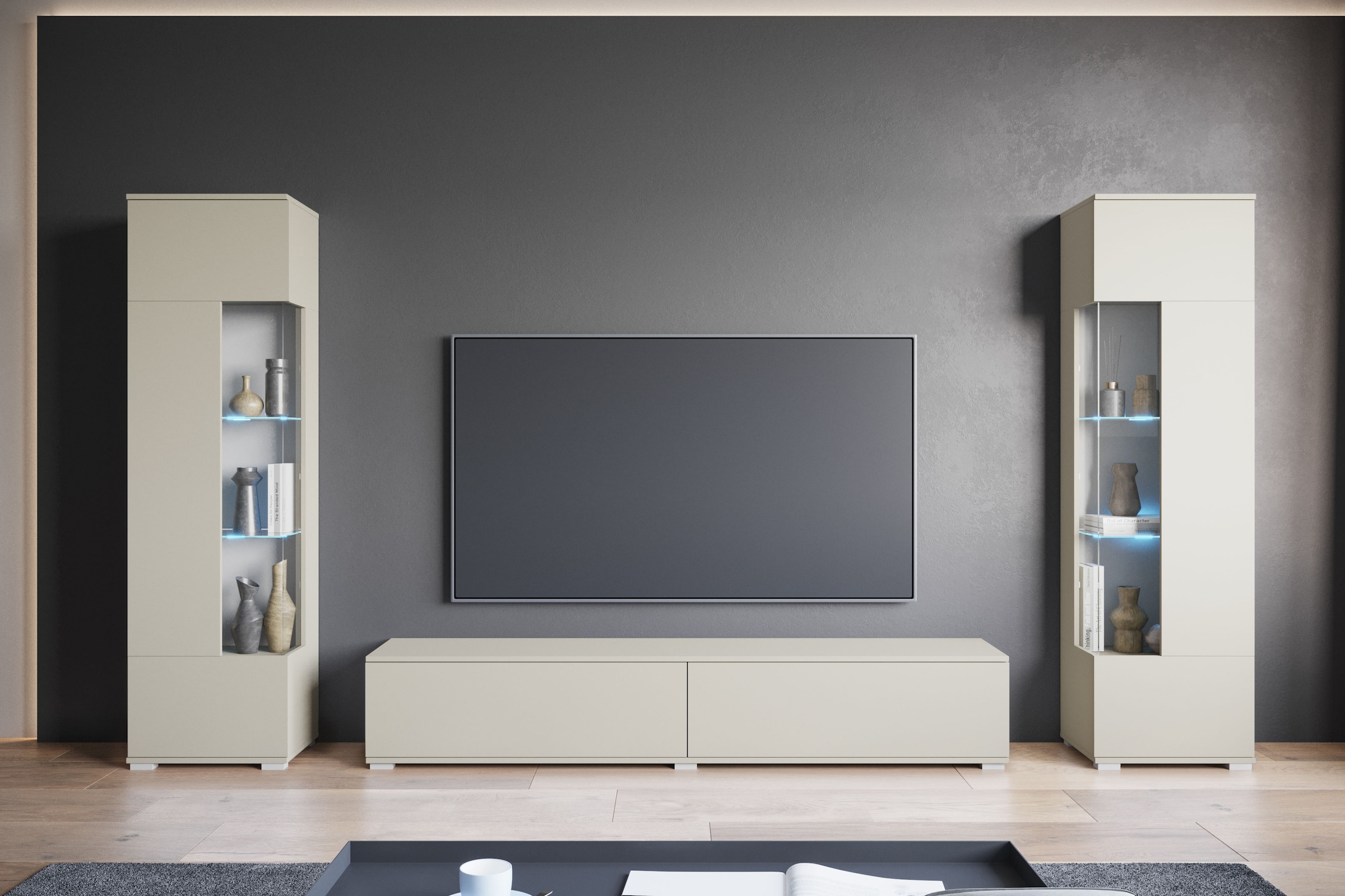 INOSIGN Wohnwand "Kenia, Vitrine Türanschlag links/rechts wechselbar" 3 Stk günstig online kaufen