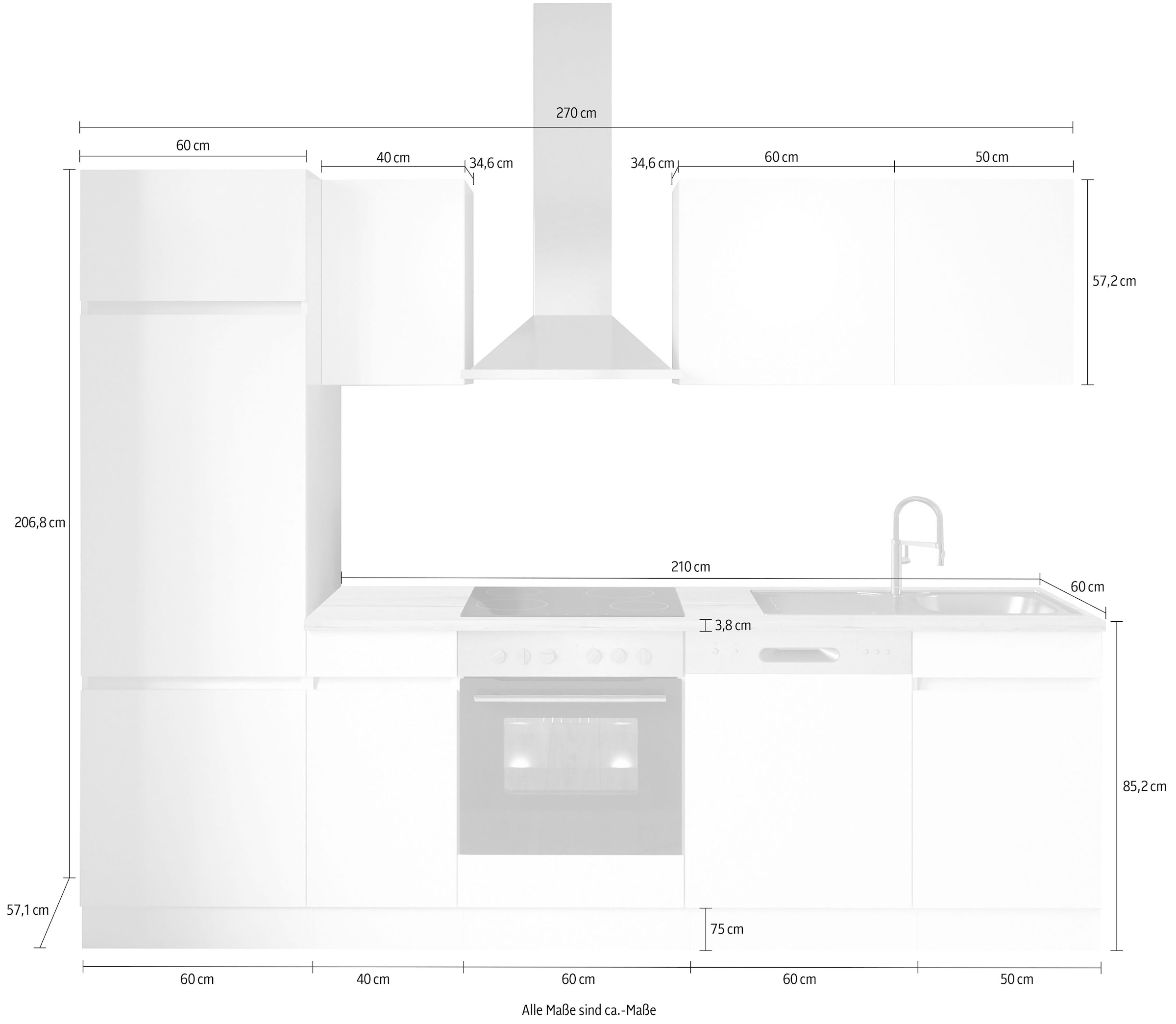 OPTIFIT Küche »Safeli«, Breite | cm, ohne kaufen 270 Geräte oder BAUR mit wahlweise Hanseatic-E