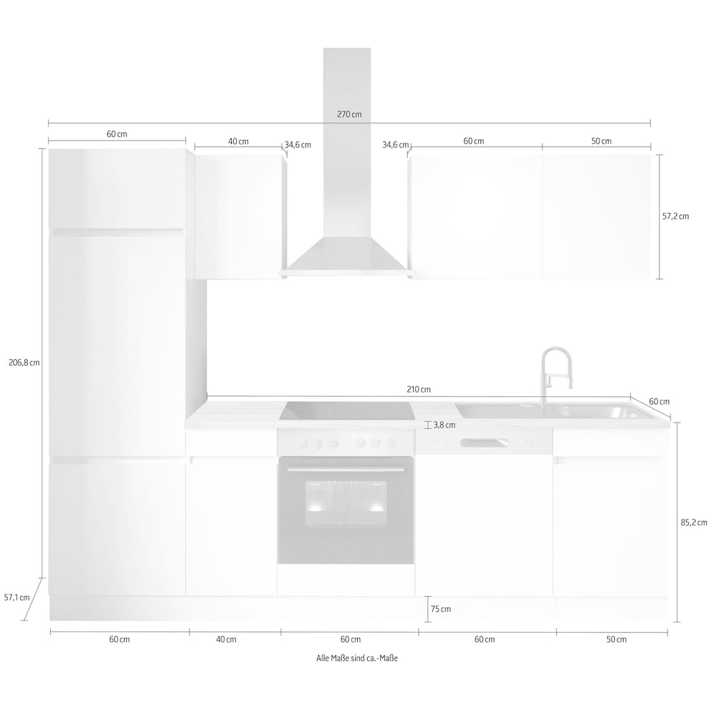 OPTIFIT Küche »Safeli«, Breite 270 cm, wahlweise mit oder ohne Hanseatic-E-Geräte