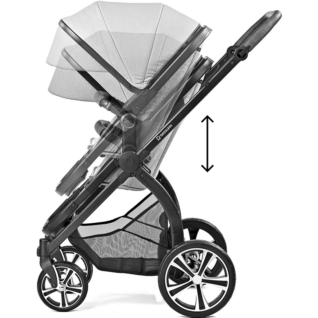 Gesslein Kombi-Kinderwagen »FX4 Life, schwarz/tabak, mintgrün meliert/Punkte mint/silber«, mit Wanne CX3; Design & Handarbeit aus Deutschland