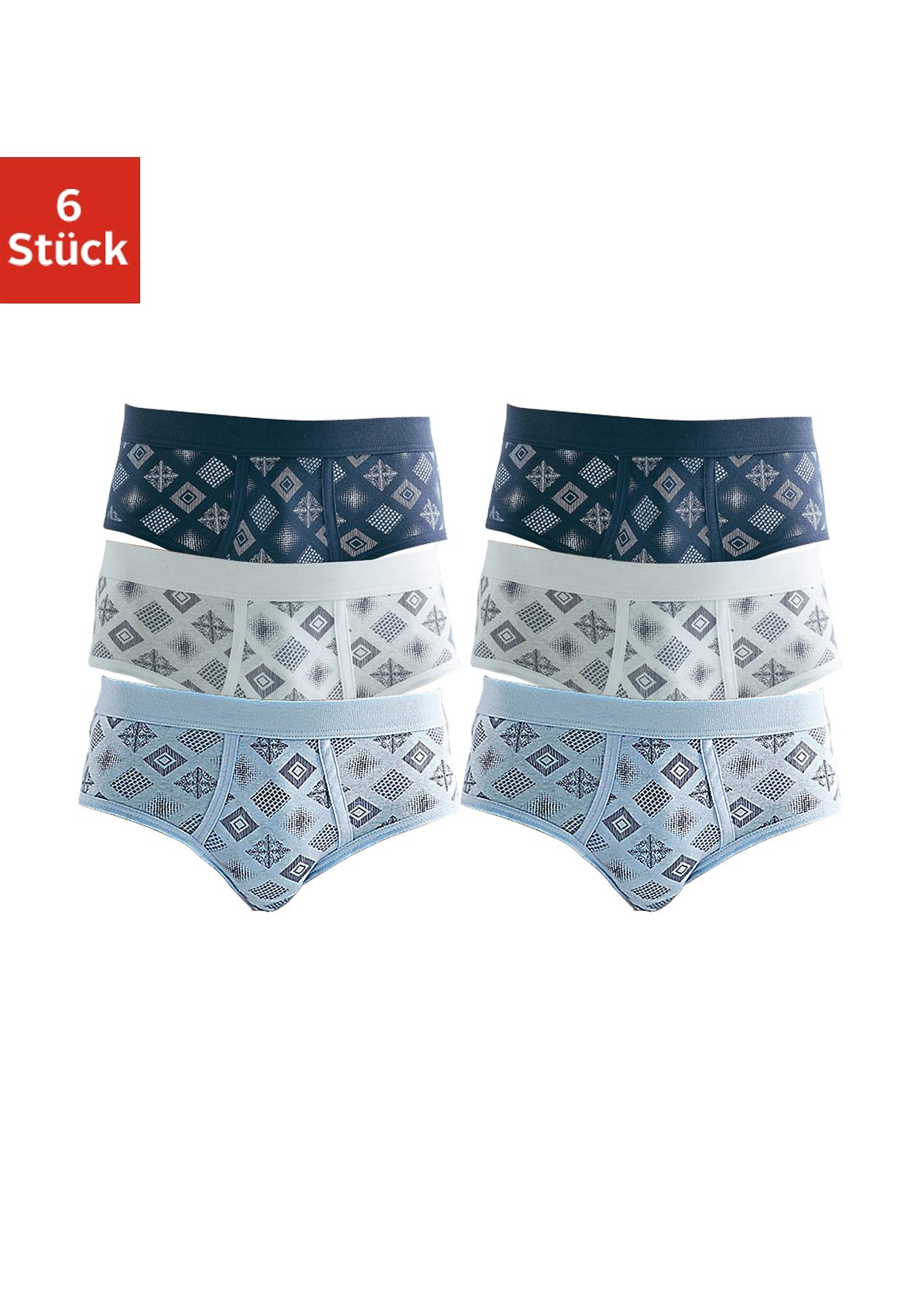 Clipper Slip Packung, 6 Stk. mit Eingriff, schöne Feinripp-Qualität aus reiner Baumwolle