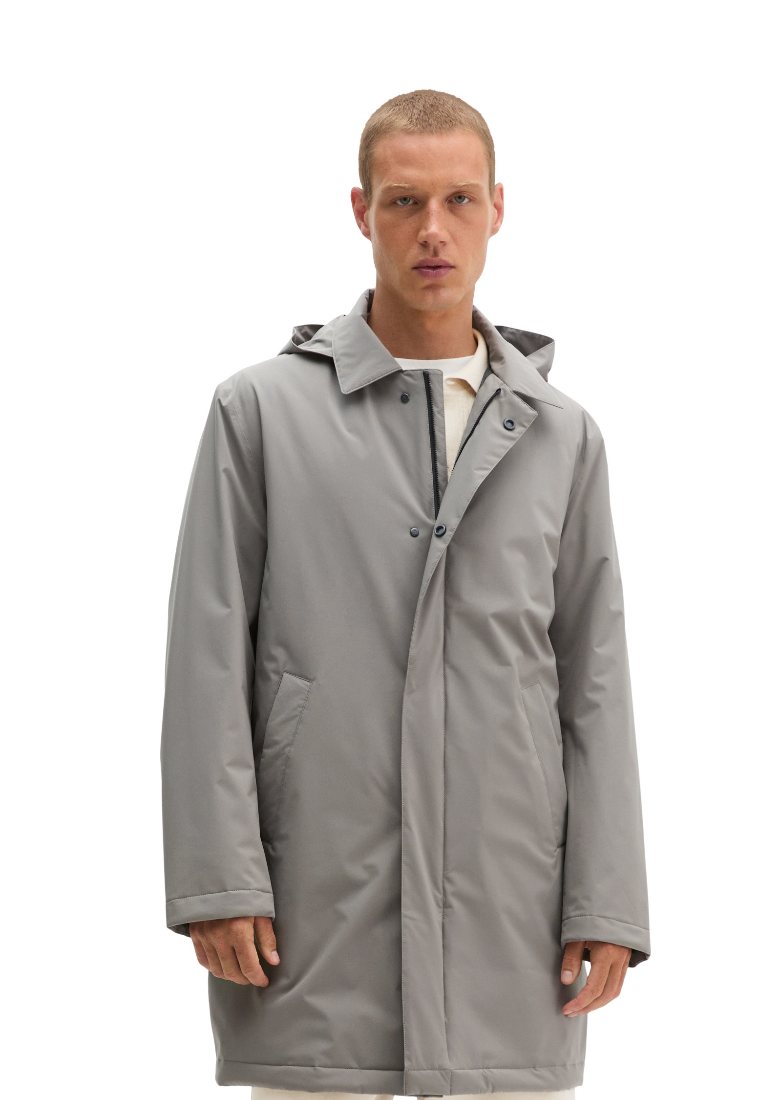 MARC O'POLO Herren Kurzmantel "mit abnehmbarer Kapuze", grau, Gr. M, unifarben, Obermaterial: 100% Polyester. Futter: 100% Polyester, Mäntel