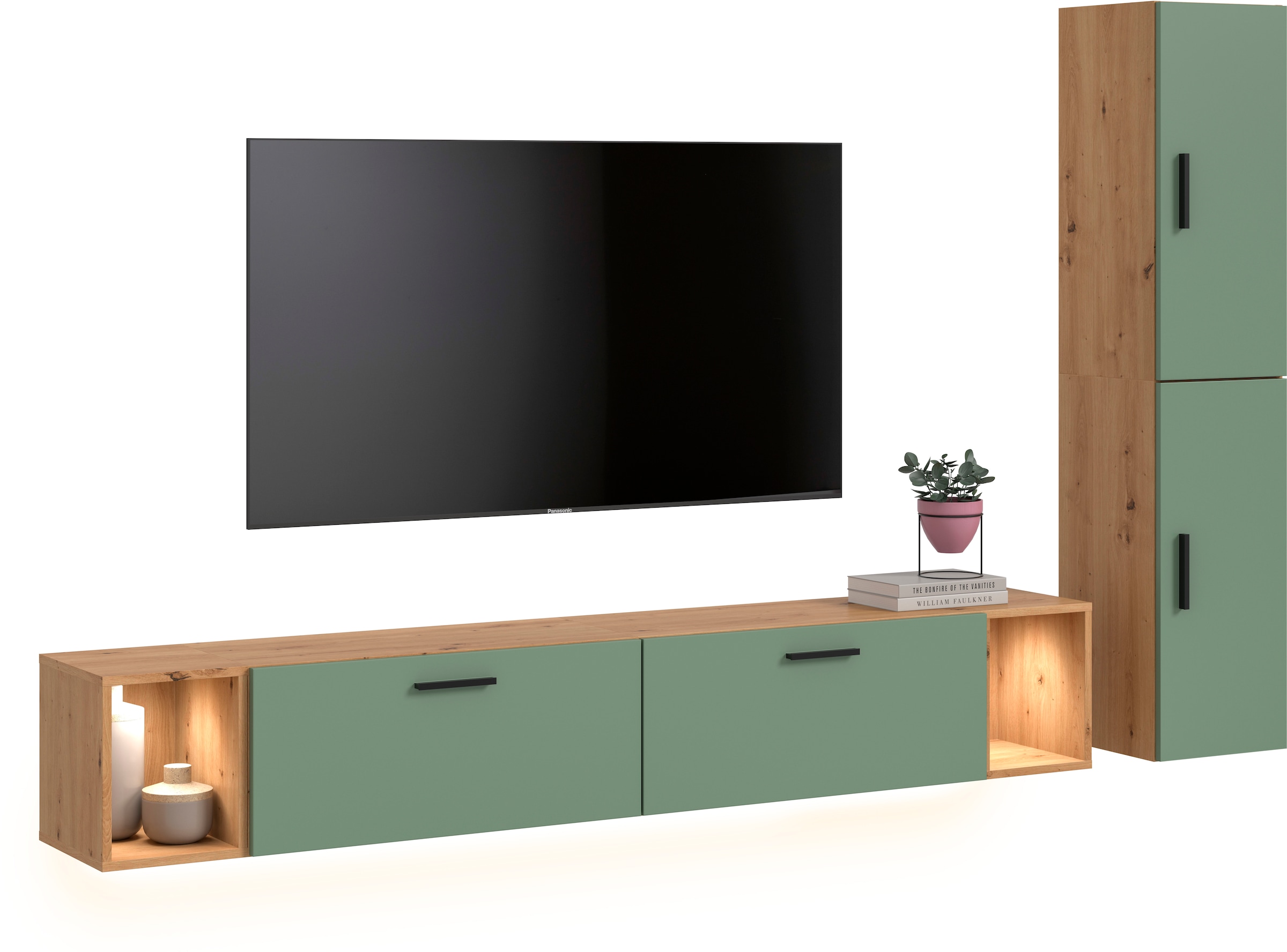 Home affaire Schrank-Set "ENESTE, 6-teilig, in verschiedenen Farben, individuell kombinierbar" verschiedenste Kombinationmöglichkeiten, stehend oder hängend, 2 Stk. tlg.