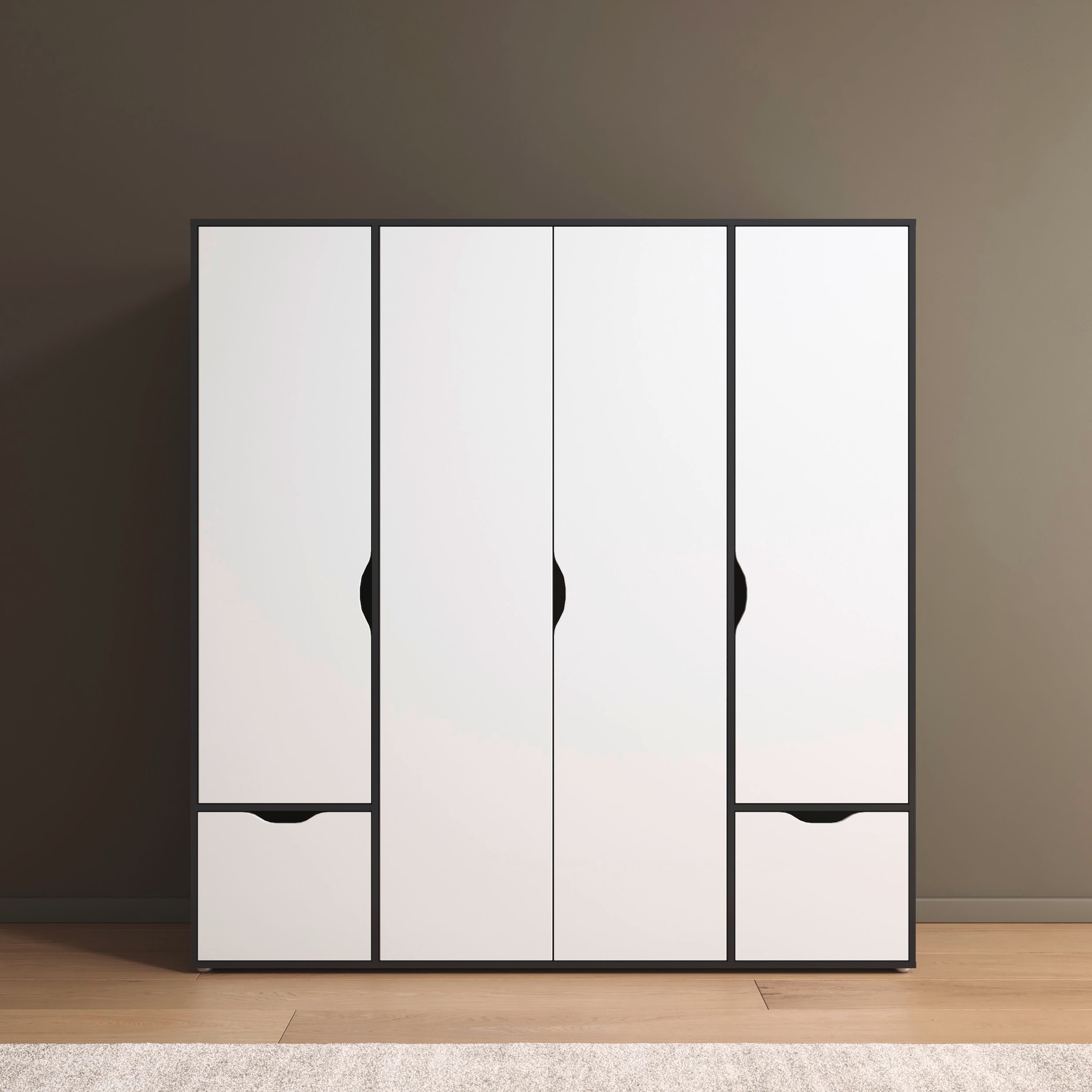 rauch "Kleiderschrank Schrank Garderobe Wäscheschrank NARAI mit Schubladen" in 3 verschiedenen Ausstattungen BASIC/CLASSIC/PREMIUM, Griffausfräsungen für eine grifflose Optik TOPSELLER MADE IN GERMANY