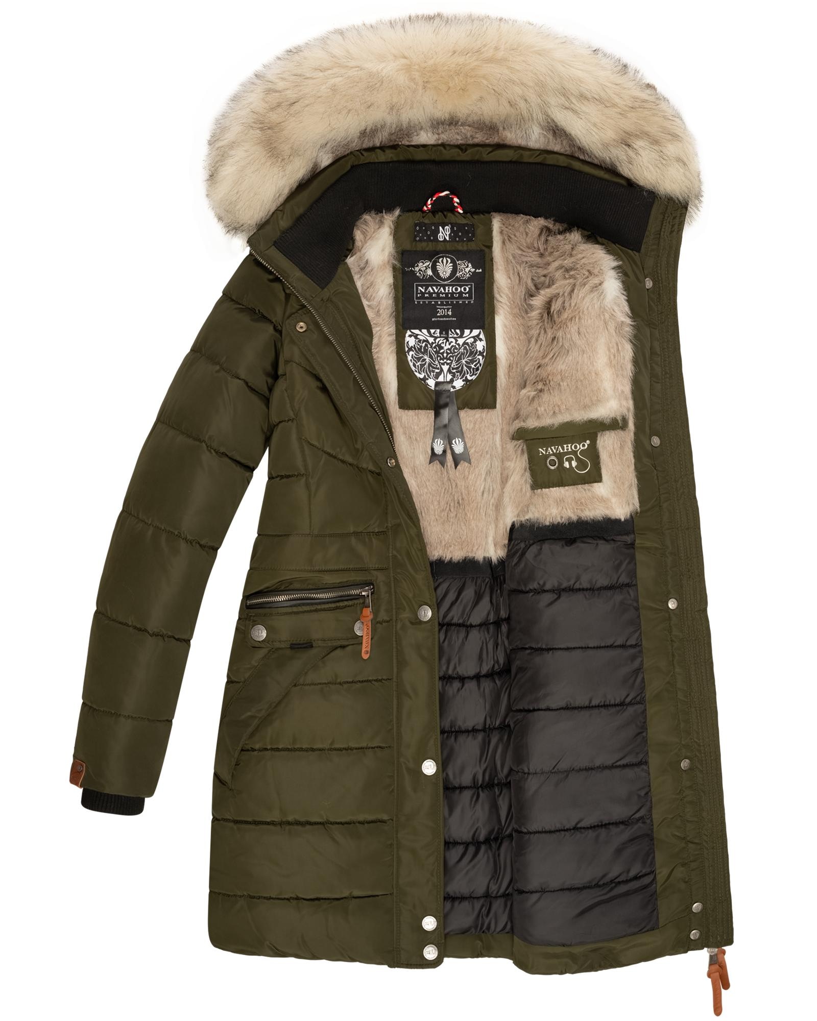 Navahoo Steppmantel »Paula«, stylischer Winter Parka m. edlem Fellimitat