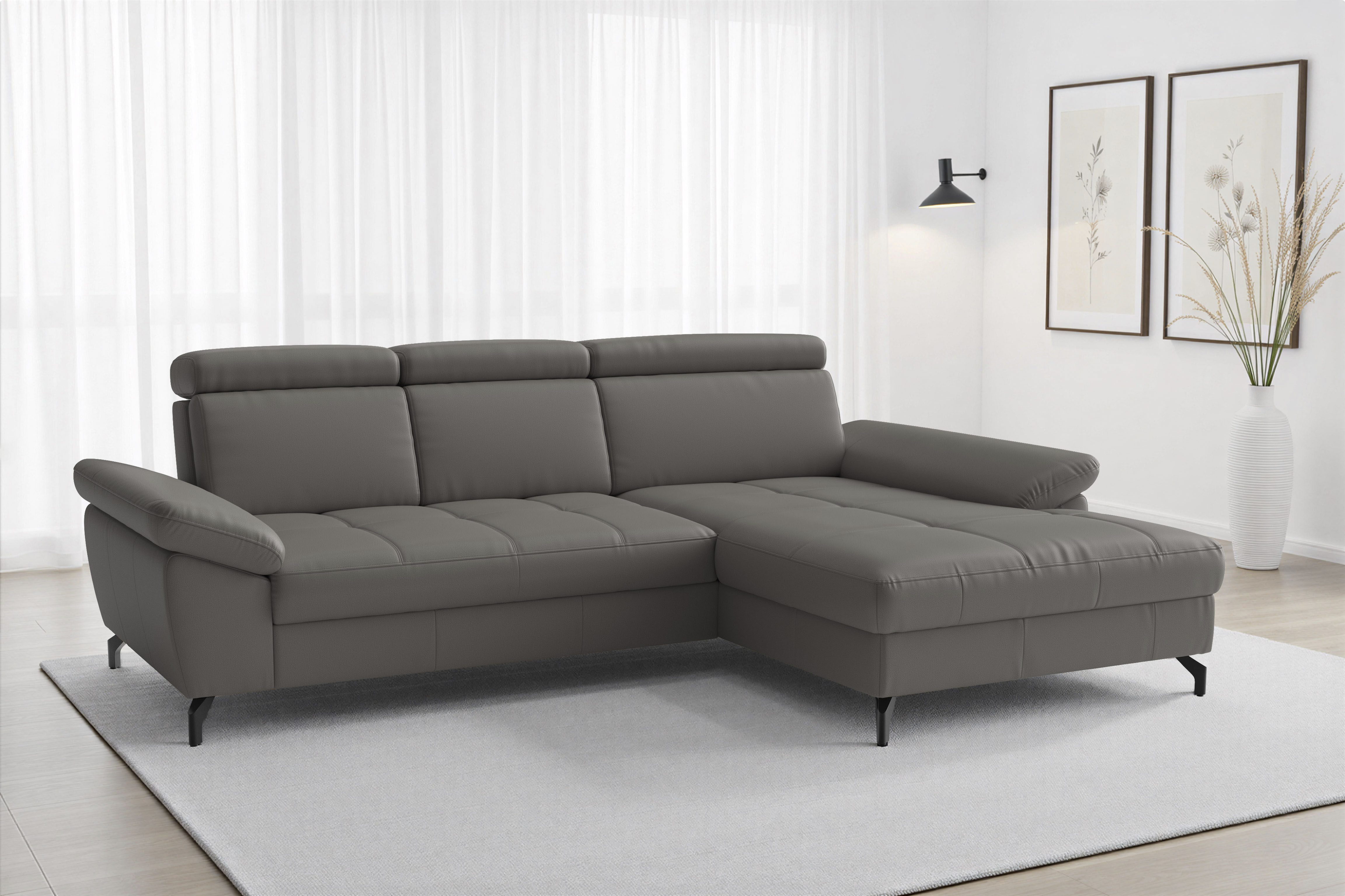 sit&more "Vanity L-Form, Leder, B: 264 cm, mit Sitz-, Kopf u. Armteilverstellung" Couch optional mit Schlaffunktion & Bettkasten, in Leder