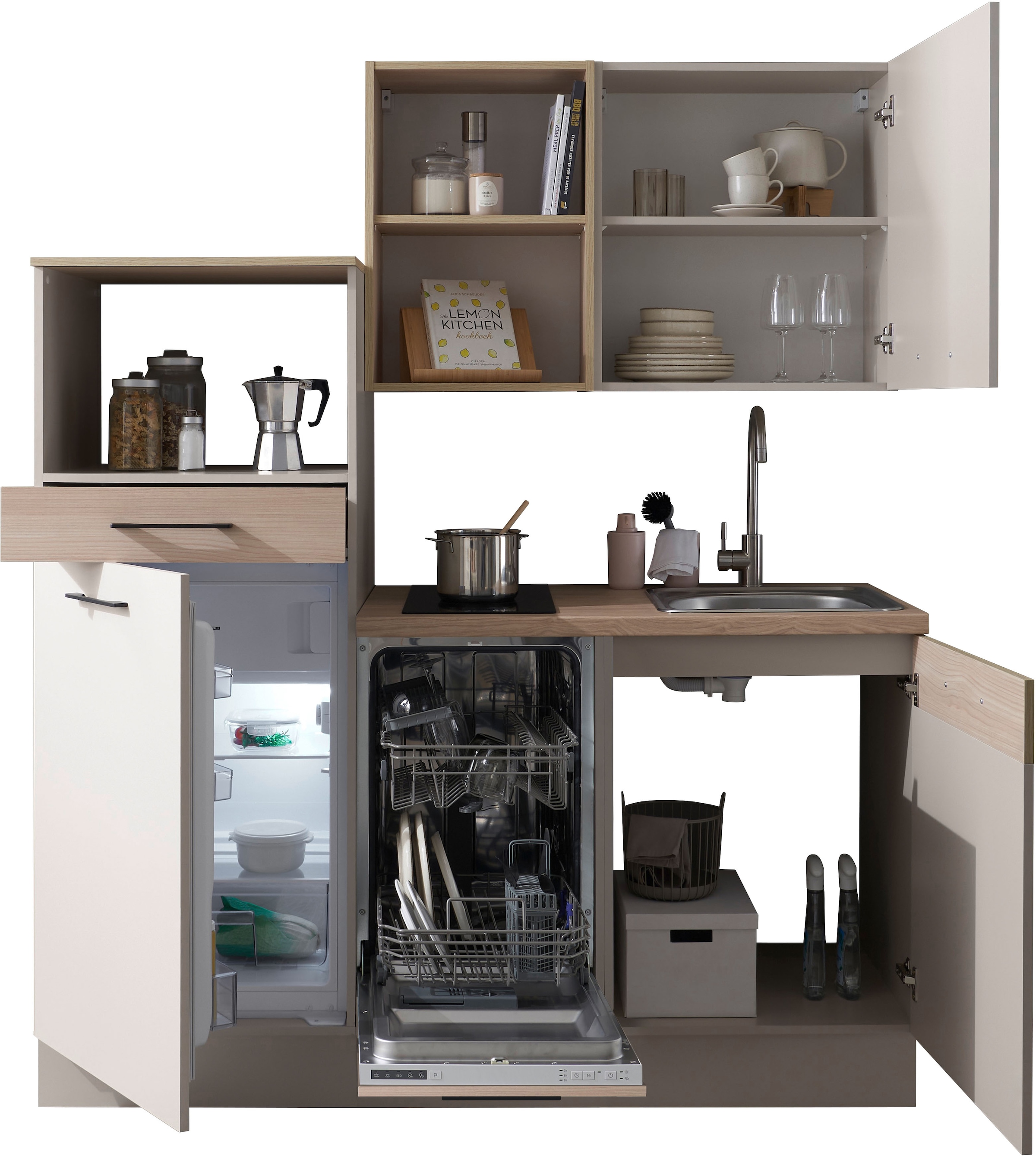 BASIC by Balculina Pantryküche »Marlon Pantryküche BxHxT 165x210x60 cm« Breite 165cm, wahlweise mit E-Geräten , Metallgriffe