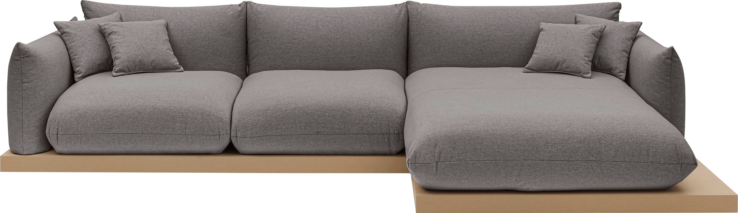 OTTO home Ecksofa »Kalix, Polsterecke mit kräftigem Holz-Plateau, moderne Couch in L-Form«, wahlweise Recamiere links o. rechts, Strukturstoff, hoher Sitzkomfort