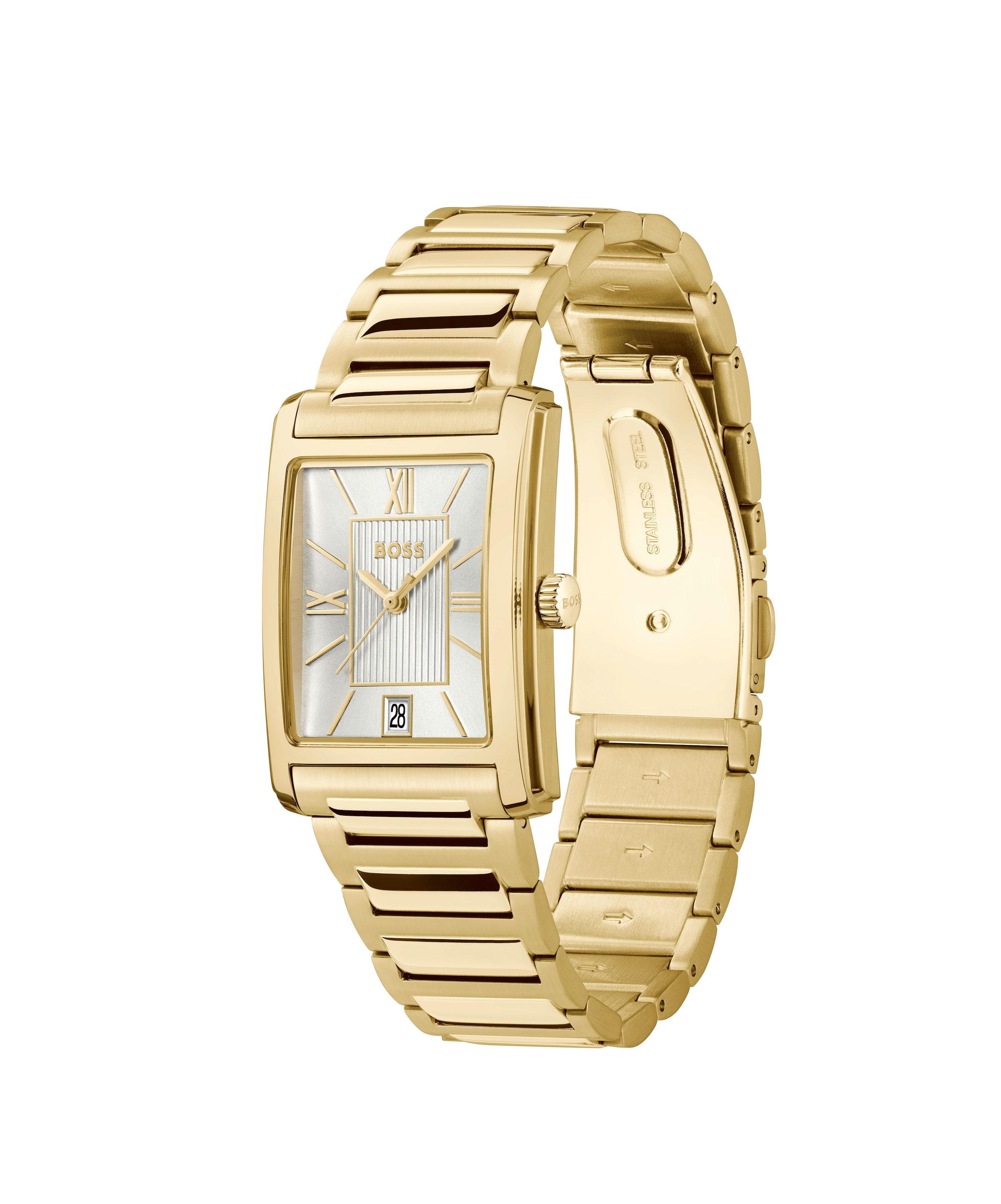 BOSS Quarzuhr »PRINCIPLE DRESS«, Armbanduhr, Damenuhr, Herrenuhr, Edelstahlarmband, analog, Tag