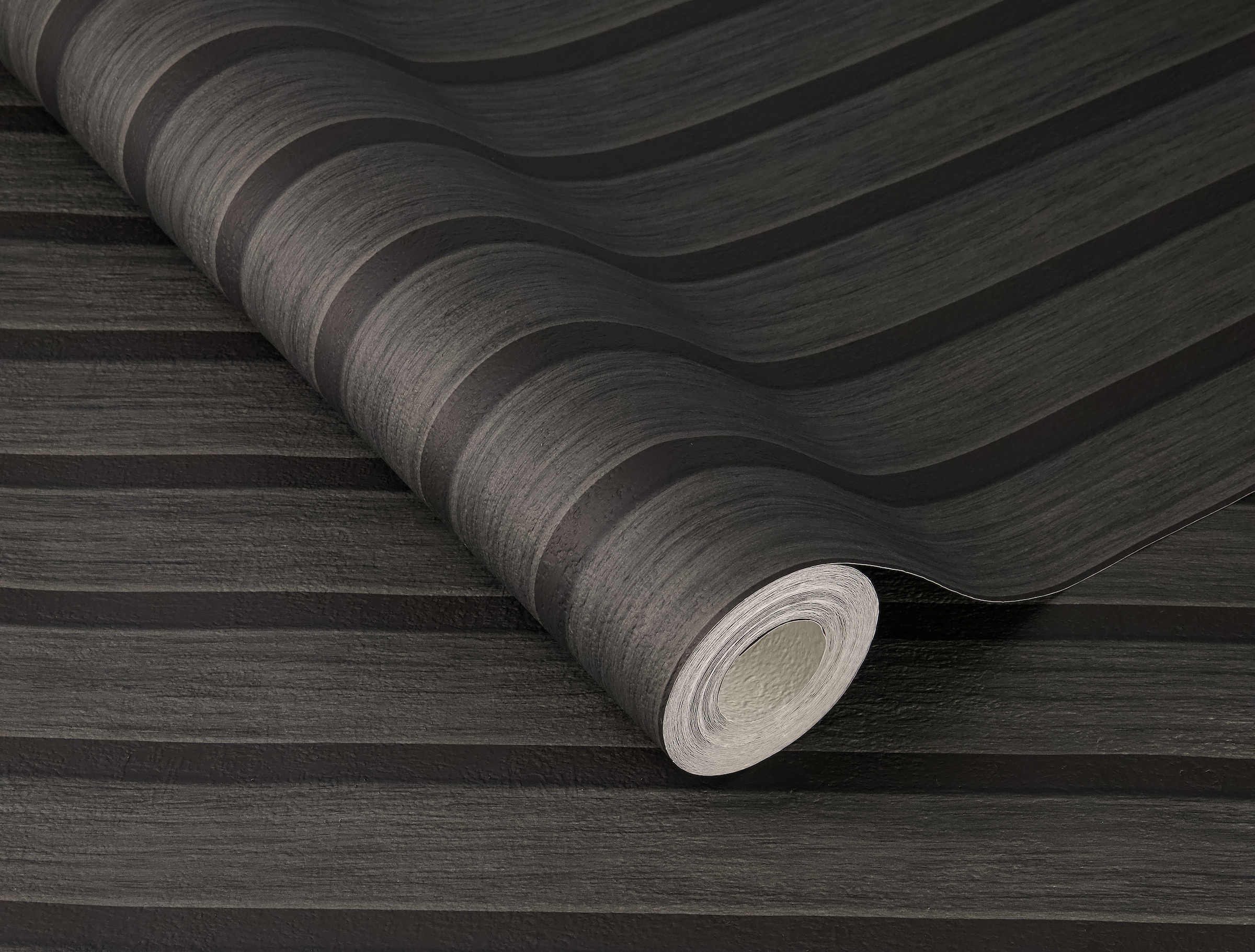Rasch Papiertapete »Papiertapete mit Holzpaneelen in Schwarz«, Holz, Akustikpaneel-Optik