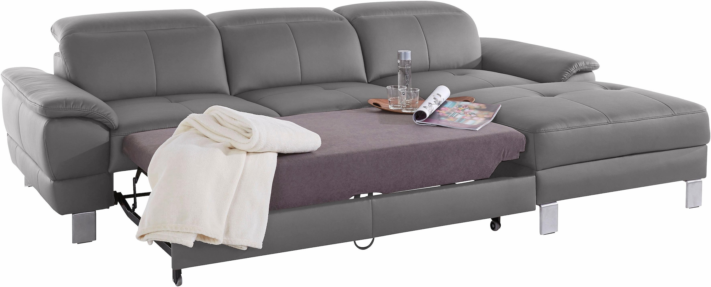 exxpo - sofa fashion Ecksofa »Mantua 2, inkl. Kopf- bzw. Rückenverstellung, bequem, L-Form«, wahlweise mit Bettfunktion und Bettkasten, tolle Verarbeitungsdetails