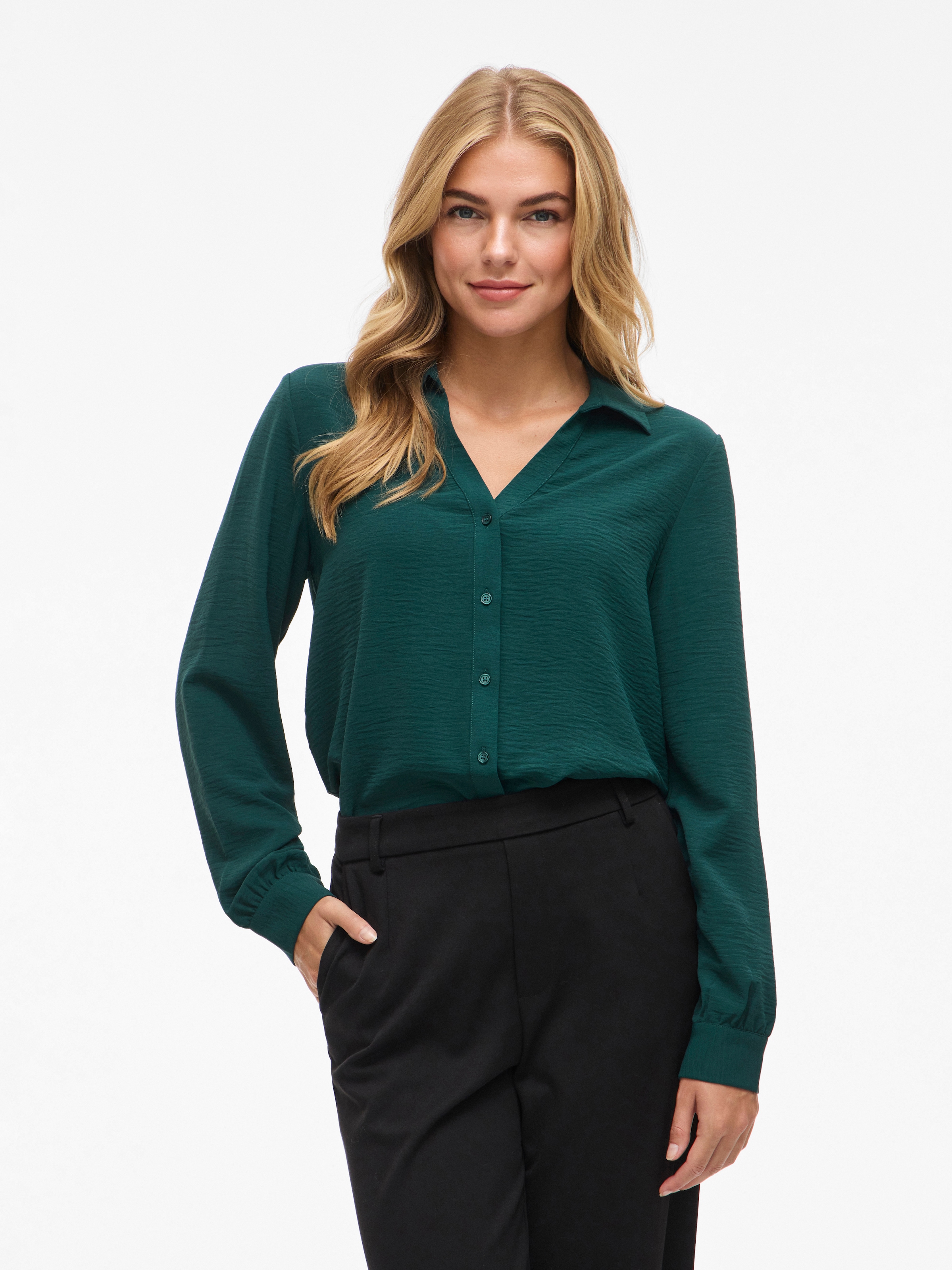 Vila Langarmbluse "VIJOSA L/S V-NECK SHIRT - NOOS" günstig online kaufen