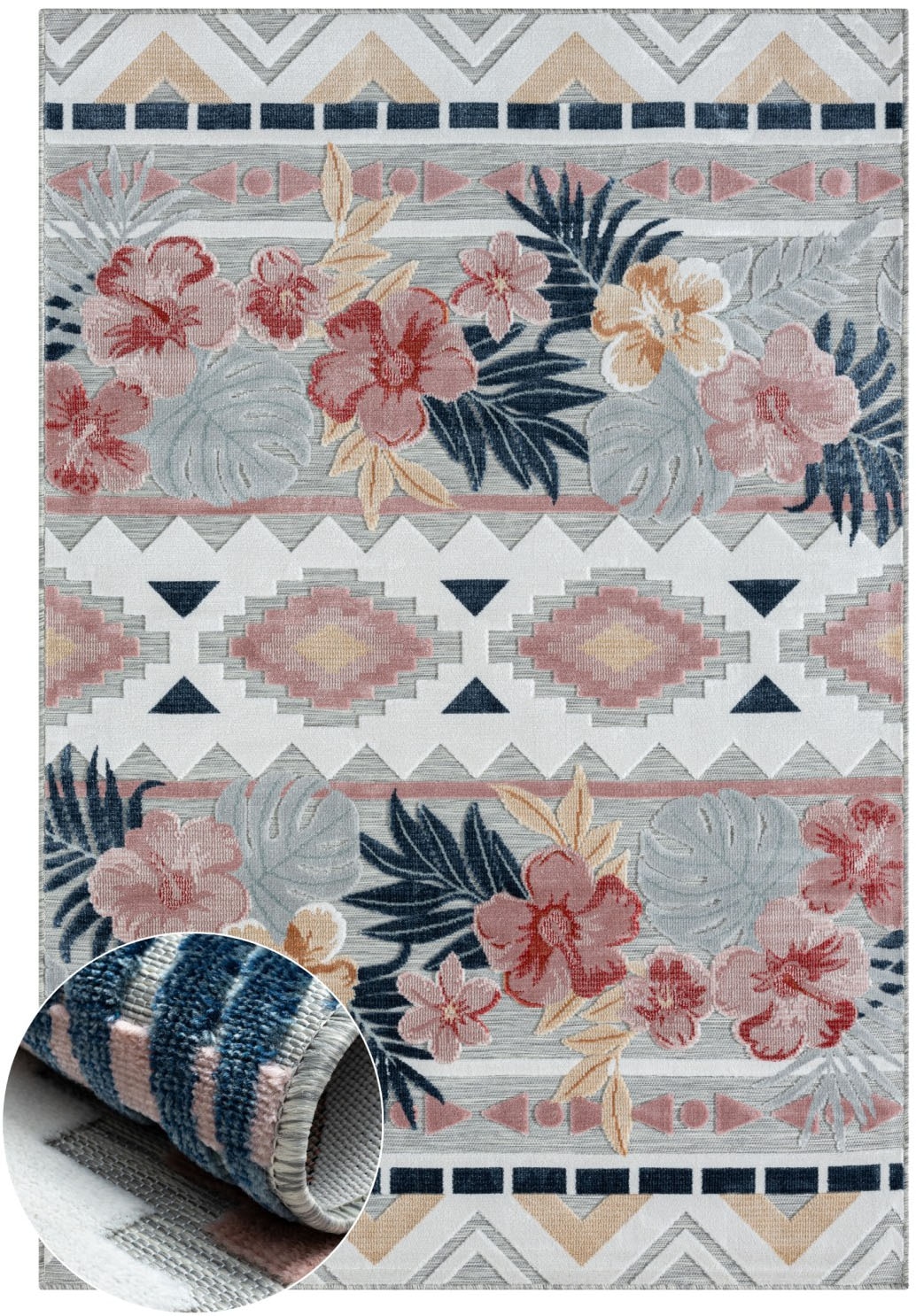 Myflair Möbel & Accessoires Teppich »Lotus, LAGERRÄUMUNG!«, rechteckig, 8 mm Höhe, florales Design, Blumen Motiv, Outdoor geeignet, Balkon, Terrasse