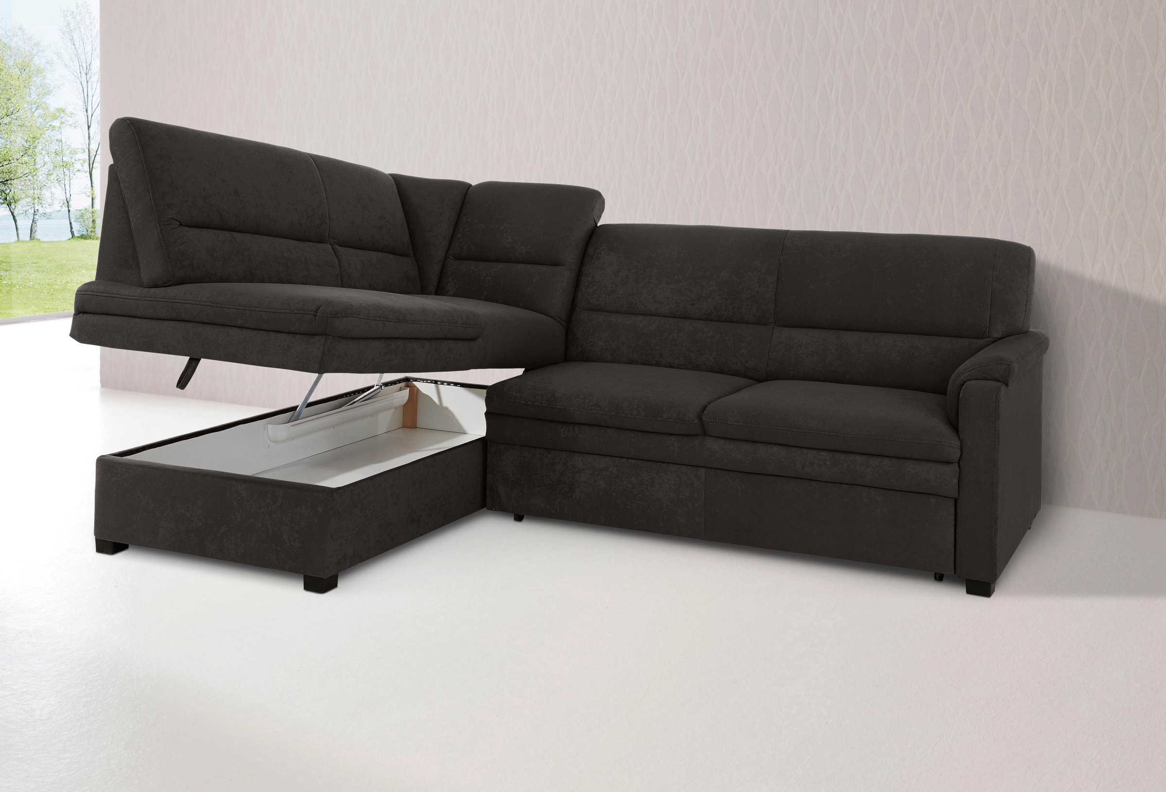 sit&more Ecksofa »Pisa L-Form«, mit Federkern, wahlweise mit Bettfunktion