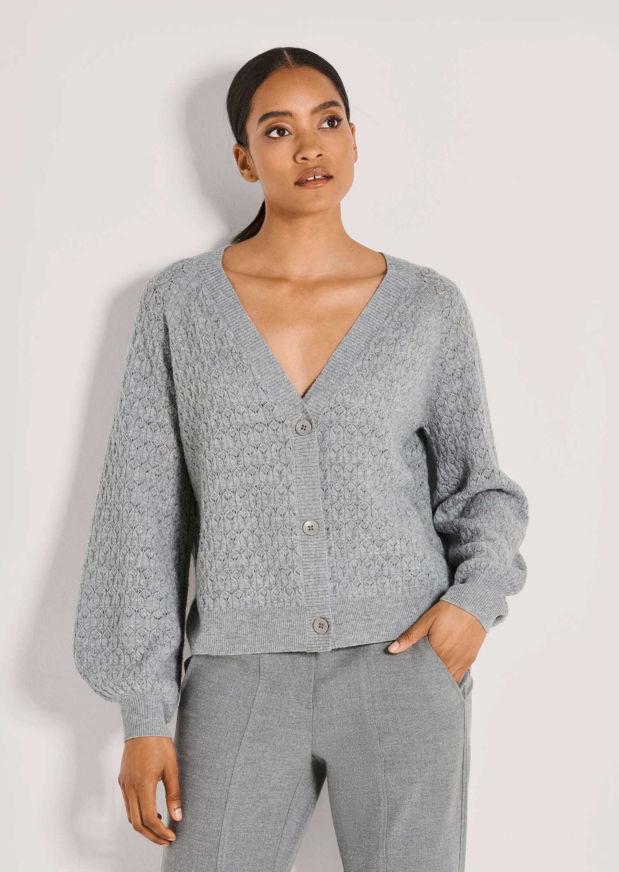 Thumbnail - MADELEINE Strickjacke "Cardigan Elegante Strickjacke mit Ajour-Muster" Ballonärmel