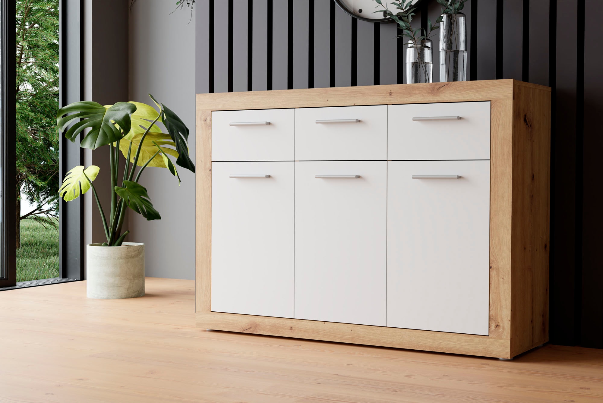 FORTE Sideboard »Baccio«, Breite 118 cm, höhe 92 cm, 3 Türen und 3 Schubkästen