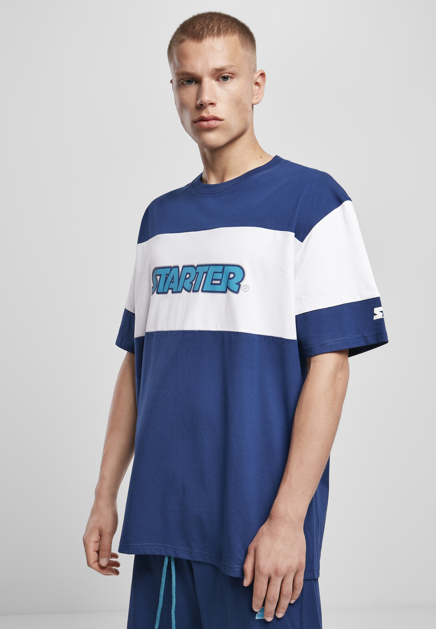 Starter - Maglietta da Uomo Starter Sun Stripes Oversize Tee, Blu Scuro/vintageblue/palewhite S, Blu Scuro/Blu Vintage/palewhite, S