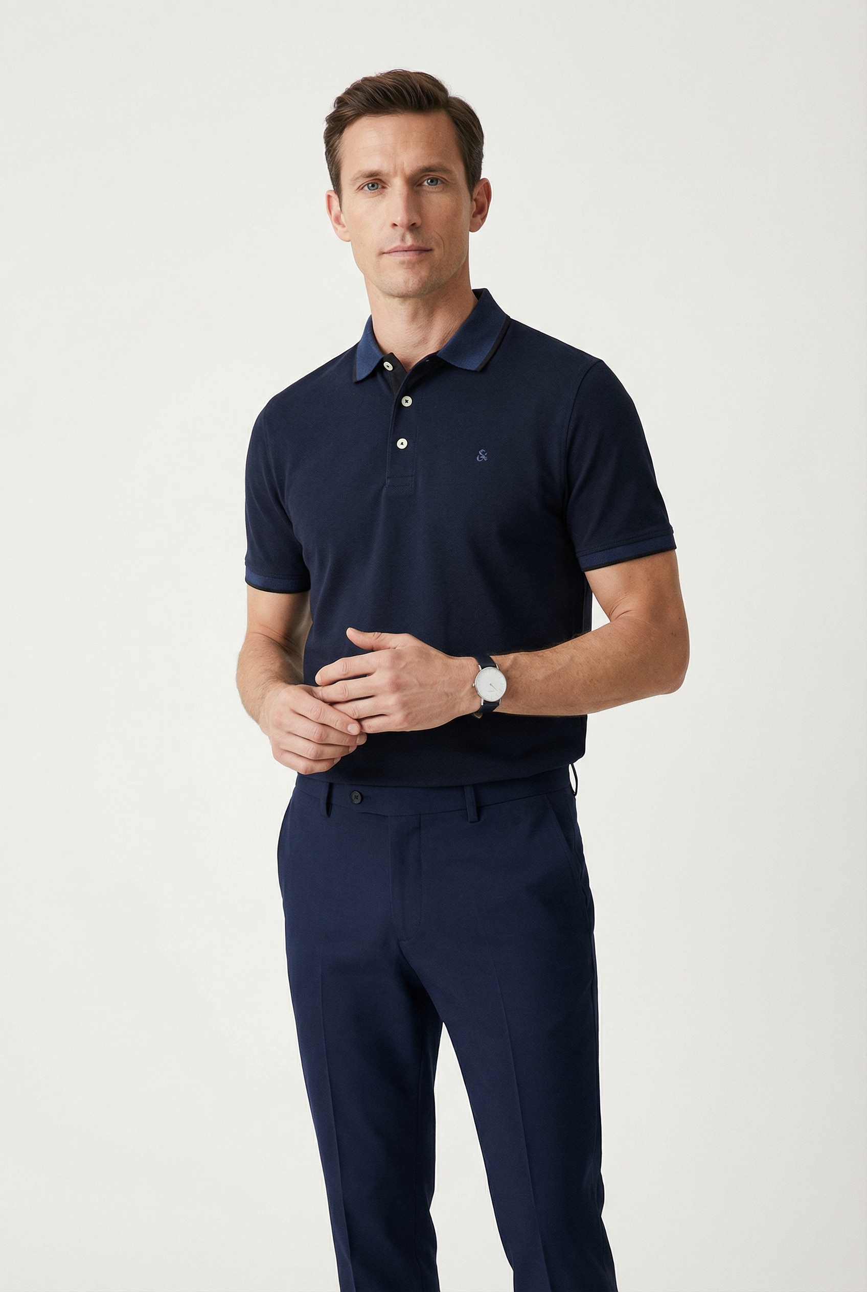 Jack & Jones Poloshirt »JJEPAULOS im Doppelpack mit Logostickerei und Komfort« Packung, 2er-Pack, 2 tlg. unifarben mit Farbeinsatz, modisch, schmal, Baumwolle, Polokragen