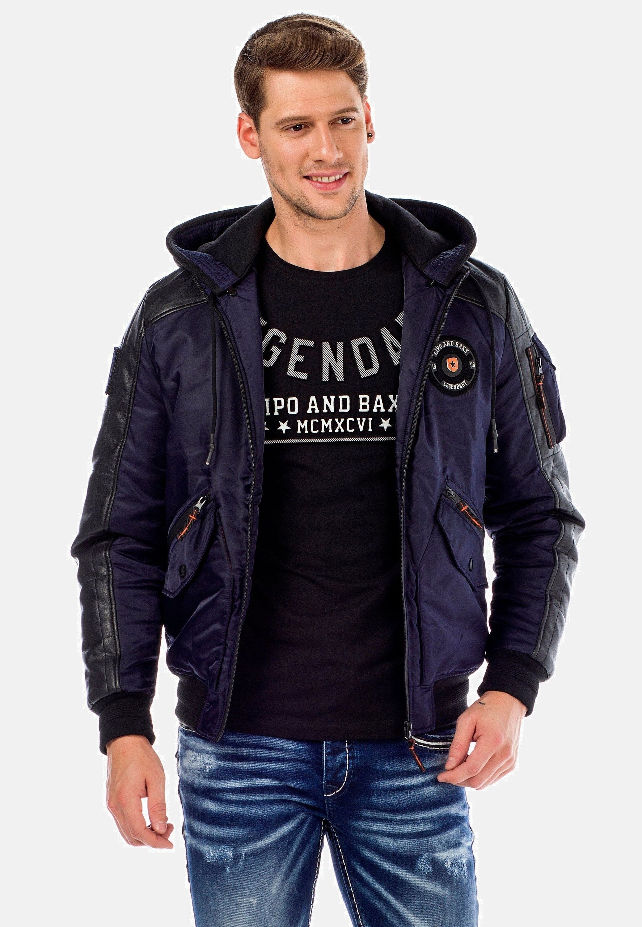 Cipo & Baxx Bomberjacke "Jacke", mit Kapuze, mit abnehmbarer Kapuze, CM-134