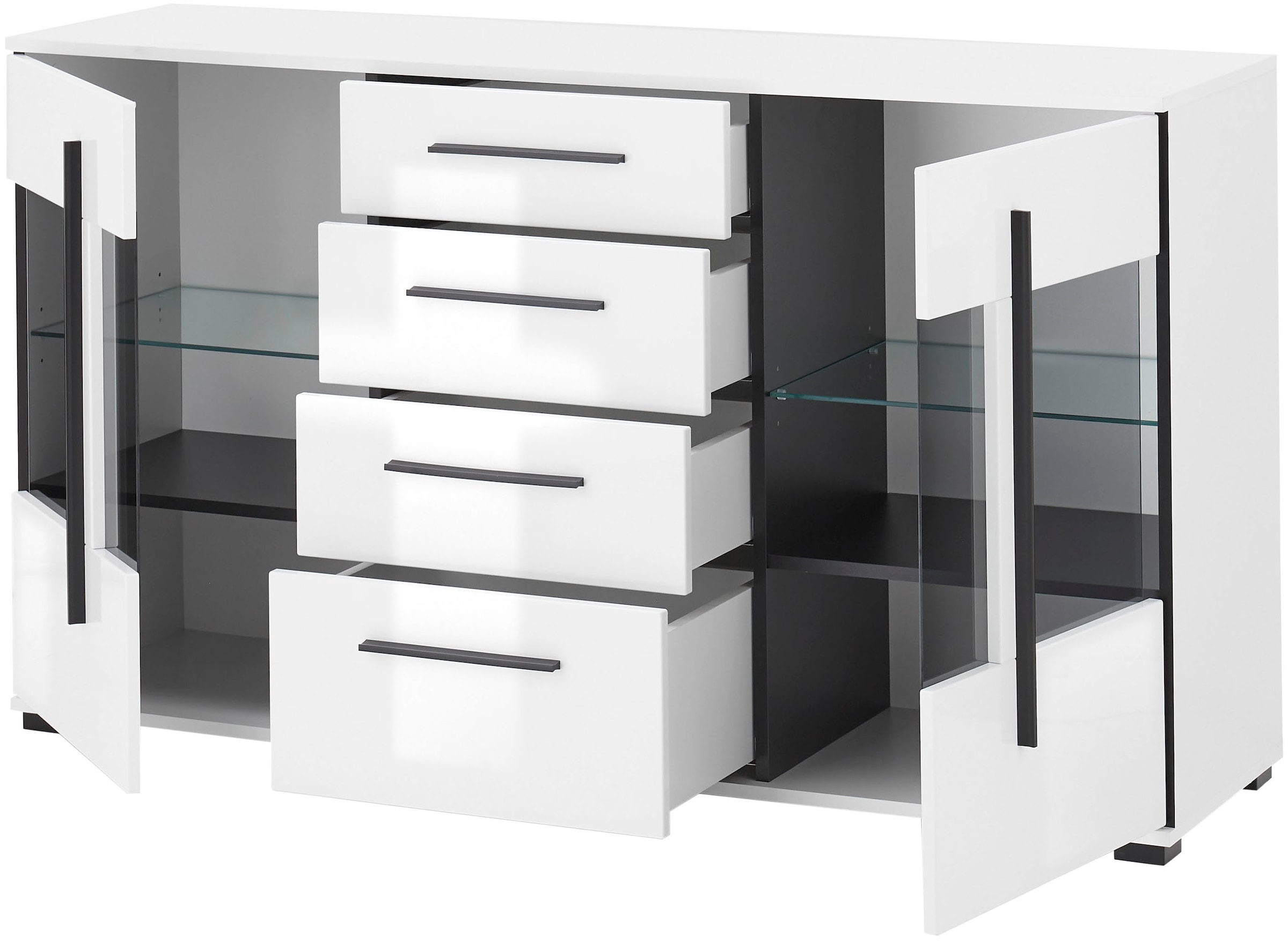 INOSIGN Sideboard »Cantara, moderner Schrank, Kommode in Eiche Evoke oder weiß«, schwarze Stangengriffe, ausreichend Stauraum, vielseitig einsetzbar