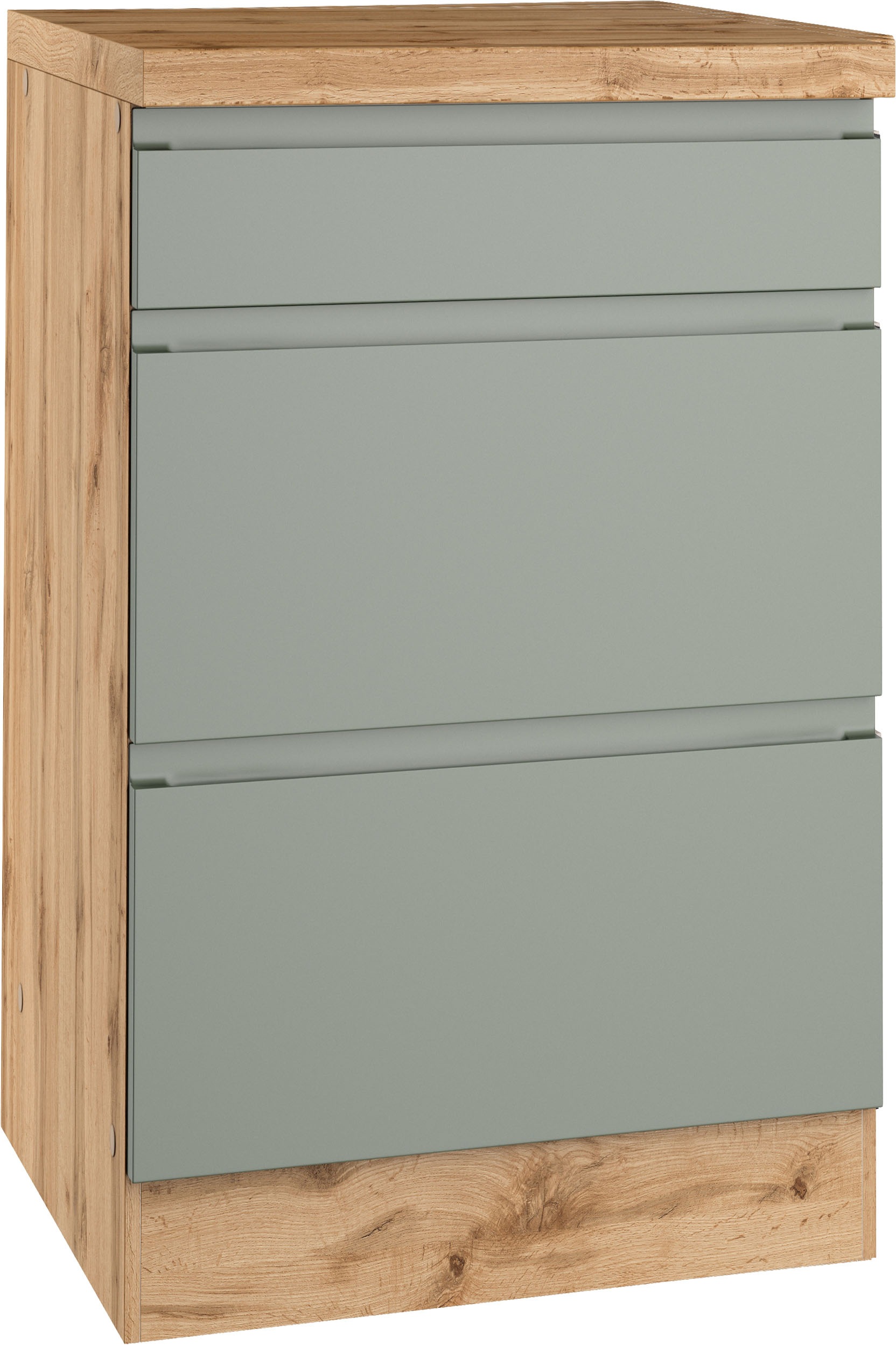 KOCHSTATION Unterschrank "KS-Virginia,neu in verbesserter Ausführung" Stauraum, Softclose, mit CPL-Arbeitsplatte, Breite 50 cm, 1 Schubkasten, 2 Auszüge, Soft-Close-Funktion